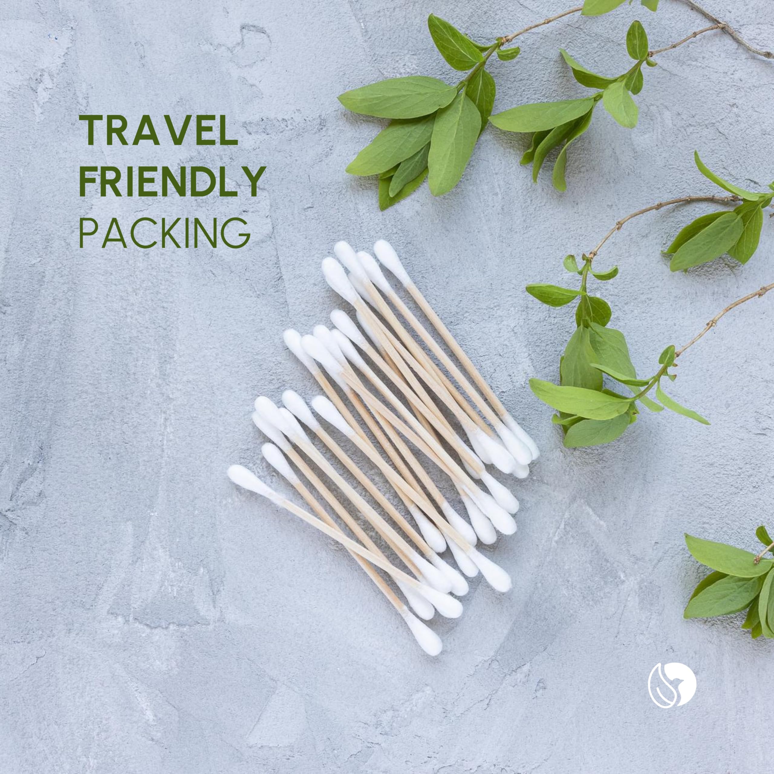 Eco-Friendly Organic Bamboo Cotton Swabs - 50 Count | Biodegradable Ear Cleaners for Gentle Hygiene & Makeup Application | Perfect for Travel, Home & Eco-Conscious Beauty Routines