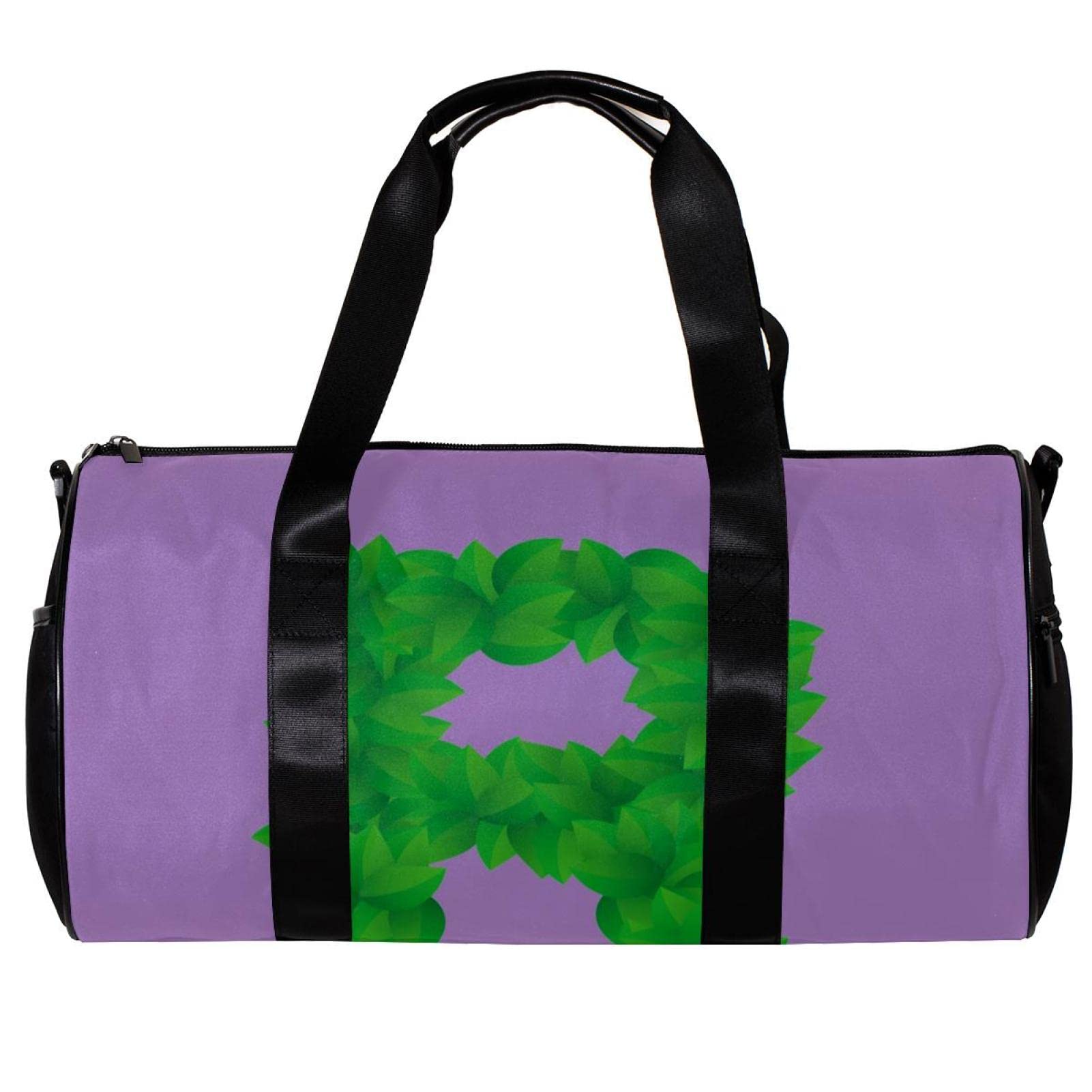 Gym Duffle Bag for Men & Women - Waterproof Overnight Weekender Travel Bag with Leaf Style Letter R Design in Light Purple | Perfect for Gym, Workout, Travel & Weekend Getaways