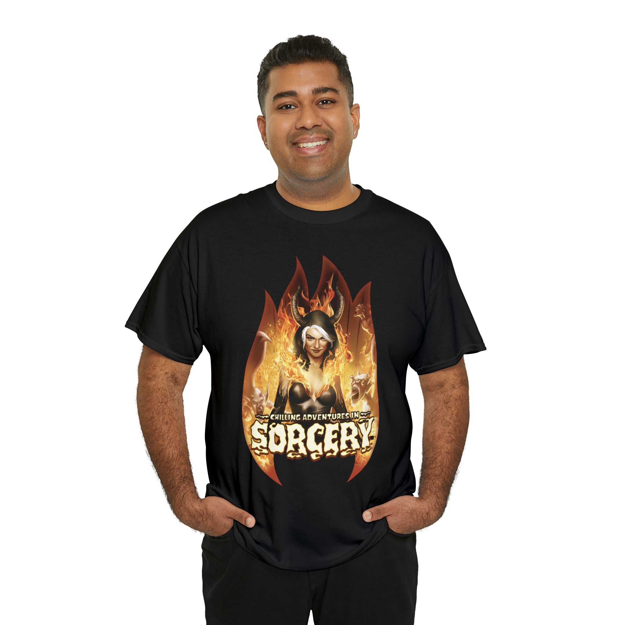 Madam Satan Sorcery Graphic Tee - Unisex Heavy Cotton T-Shirt for Men & Women | Gothic Horror Fashion, Comic Book Lover Gift, Halloween Costume Party Outfit