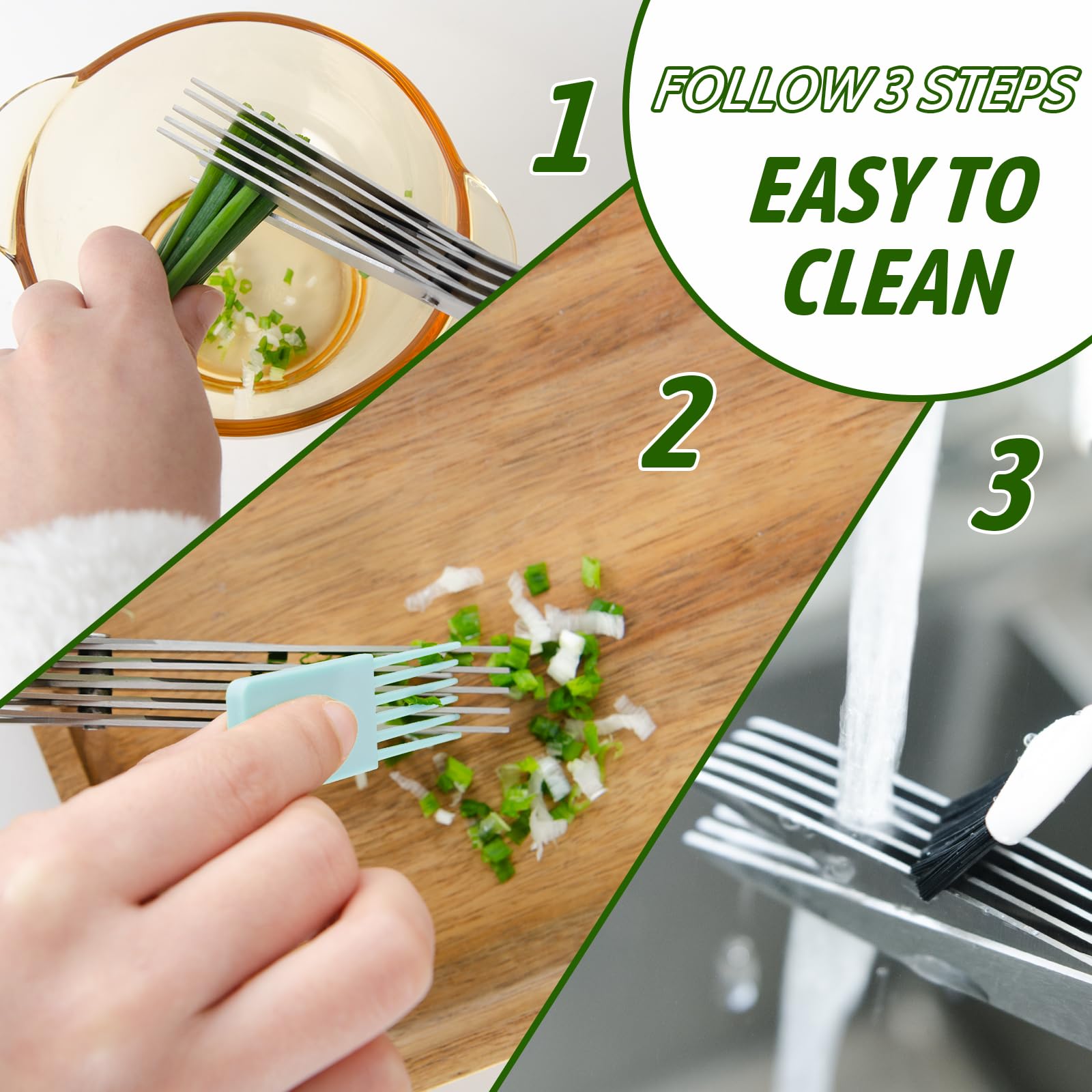 5-Blade Herb Scissors with Cover & Cleaning Brush - Professional Kitchen Scissors for Chopping Herbs, Salad, Vegetables - Perfect for Meal Prep, Cooking, and Garnishing - Blue