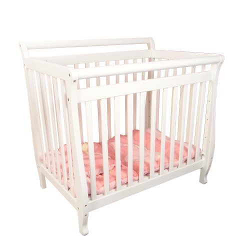 Athena Mini Amy White Baby Crib - Portable Compact Nursery Crib for Newborns & Toddlers - Perfect for Small Spaces, Travel & Co-Sleeping