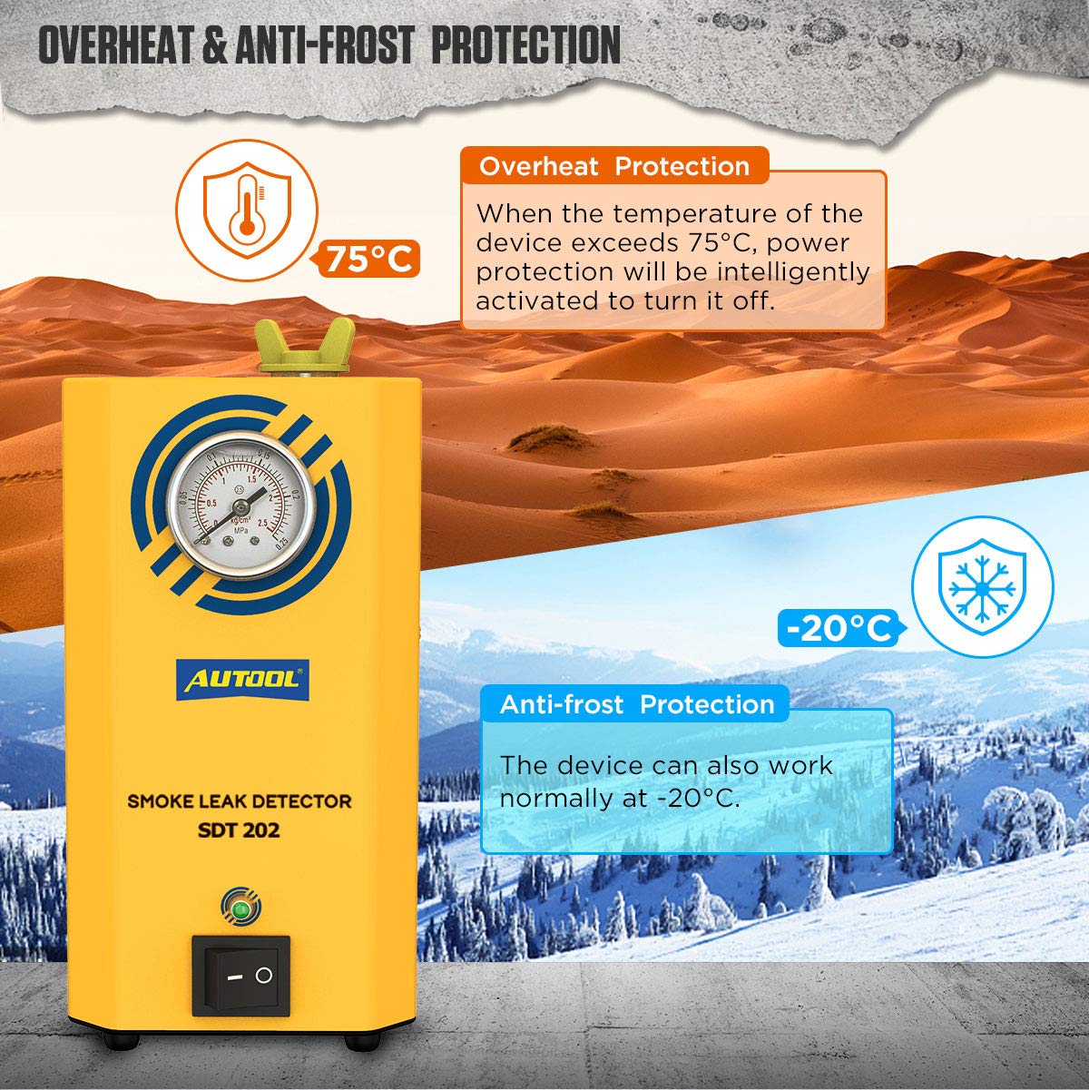 AUTOOL 12V Automotive Smoke Machine EVAP Leak Detector - Fuel Pipe System Leakage Locator with Pressure Gauge for Cars, Motorcycles, Trucks & Boats | Professional Vehicle Maintenance & Repair Tool