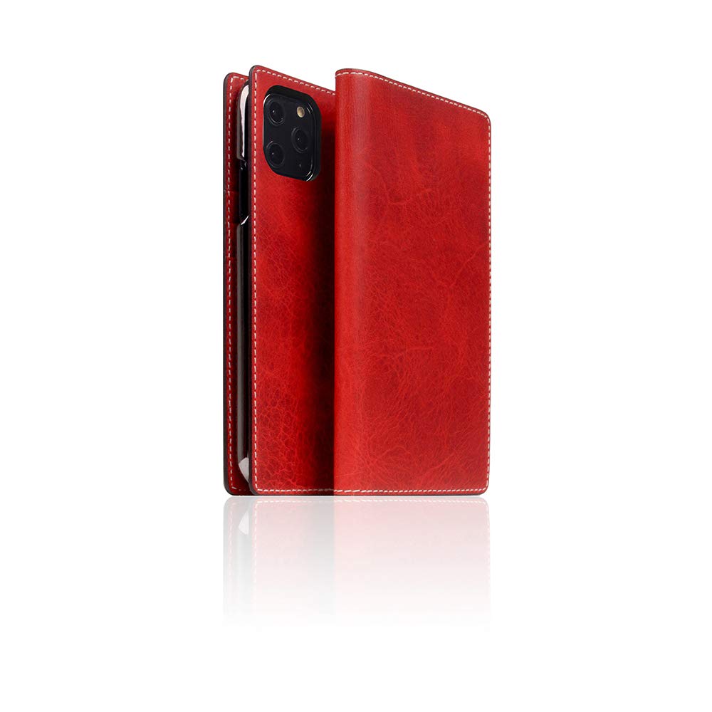 Premium Italian Wax Leather Wallet Case for iPhone 11 Pro - Handcrafted SLG D7 Diary Style with Multiple Card Slots & Side Cash Pocket | Luxury Gift Box Included (Red) | Perfect for Business Professionals & Daily Use