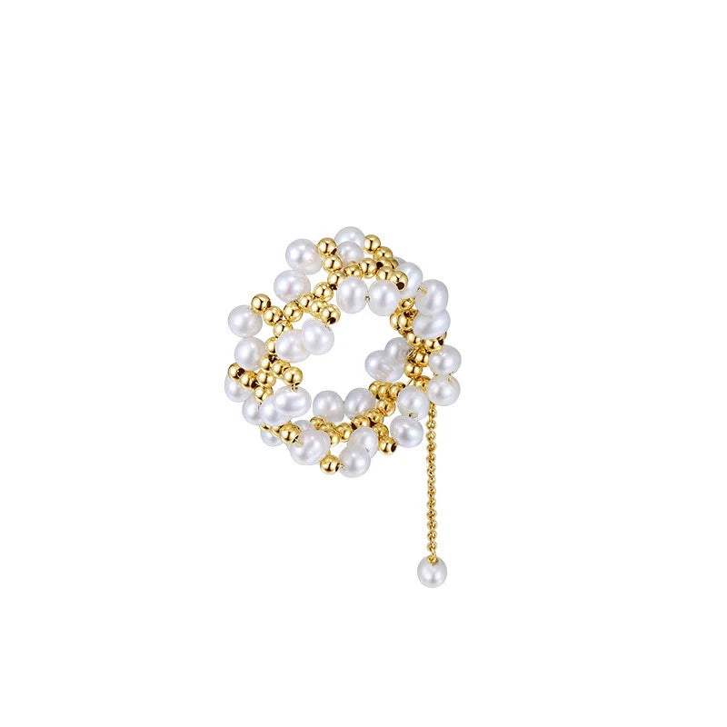 COCOKIM Embellished Soft Chain Lace Pearl Ring for Women - Elegant Fashion Jewelry for Parties, Weddings & Date Nights