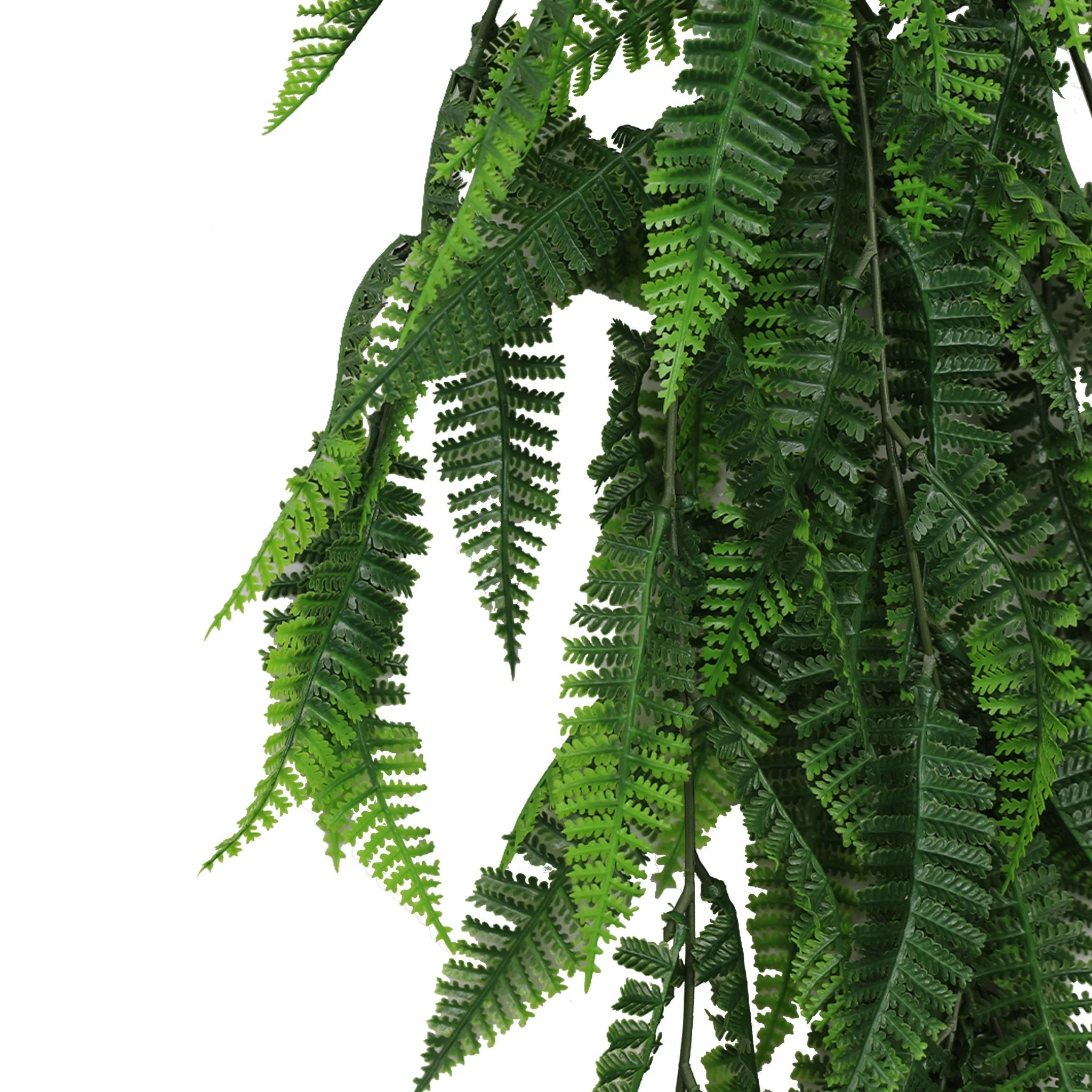UV Resistant & Fire Rated Artificial Hanging Fern Garland - 18cm x 76cm Green Faux Plant Decor for Home, Office, Wedding & Outdoor Spaces