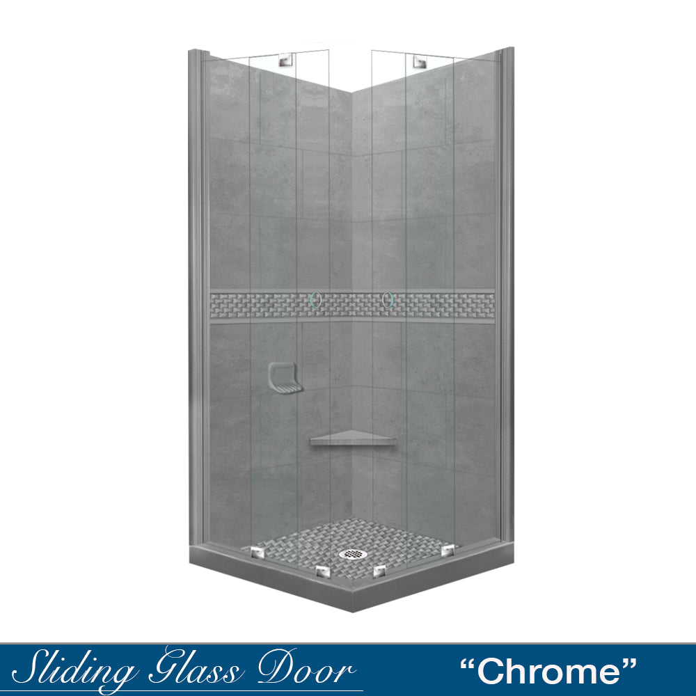 DIY Shower Remodel Kit - Corner Wet Cement Sistine Stone & Jewel Stone Accent for Bathroom Renovation | Perfect for Home Improvement, Shower Walls, and Wet Area Decor