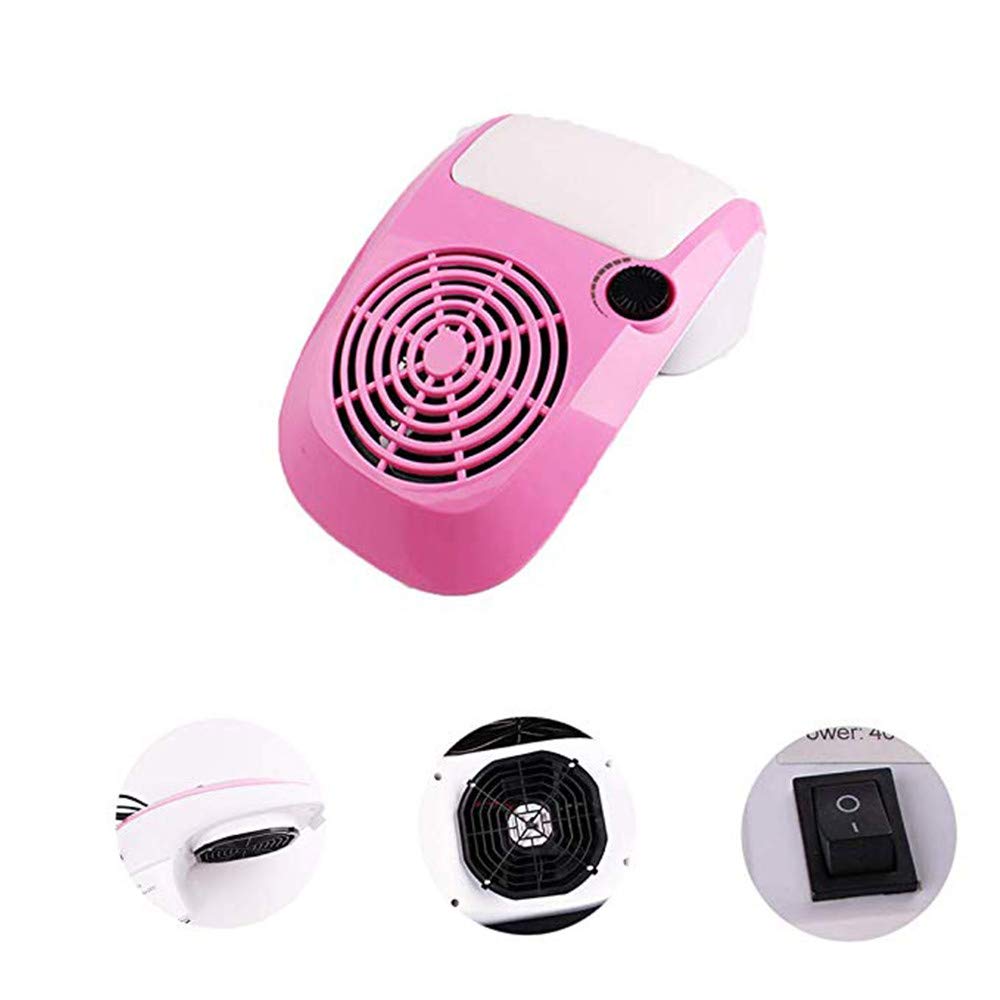 Professional Nail Dust Suction Collector - Powerful Nail Vacuum Cleaner for Salon & Home Manicure | Portable Nail Art Equipment with Quiet Fan | Perfect for Nail Art, Acrylics & Gel Extensions (Pink)