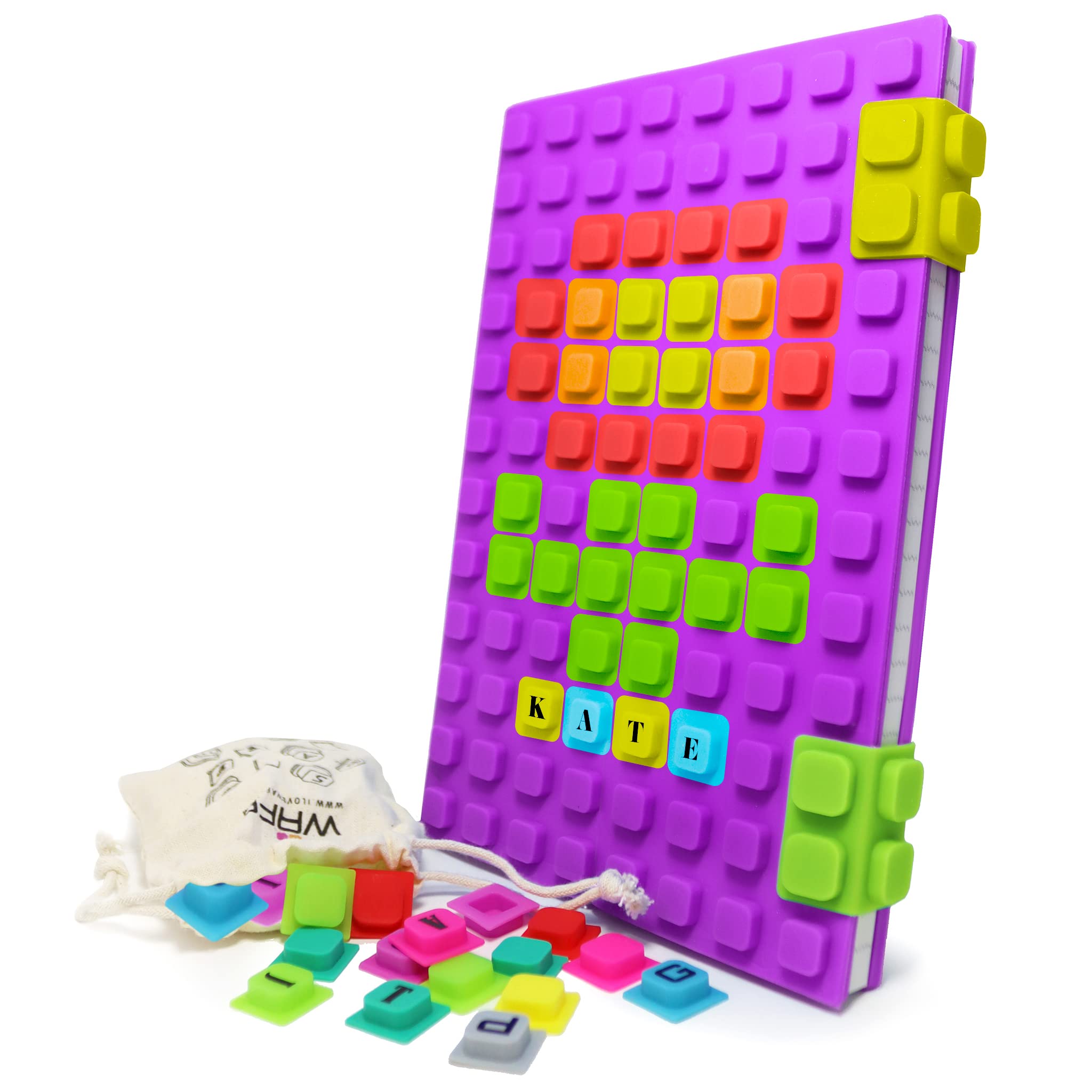 Purple A5 Refillable Journal Notebook with Soft Lock - 190 Lined Pages & 100 Decor Cubes - Perfect Gift for Boys & Kids - Great for School, Travel, and Creative Writing