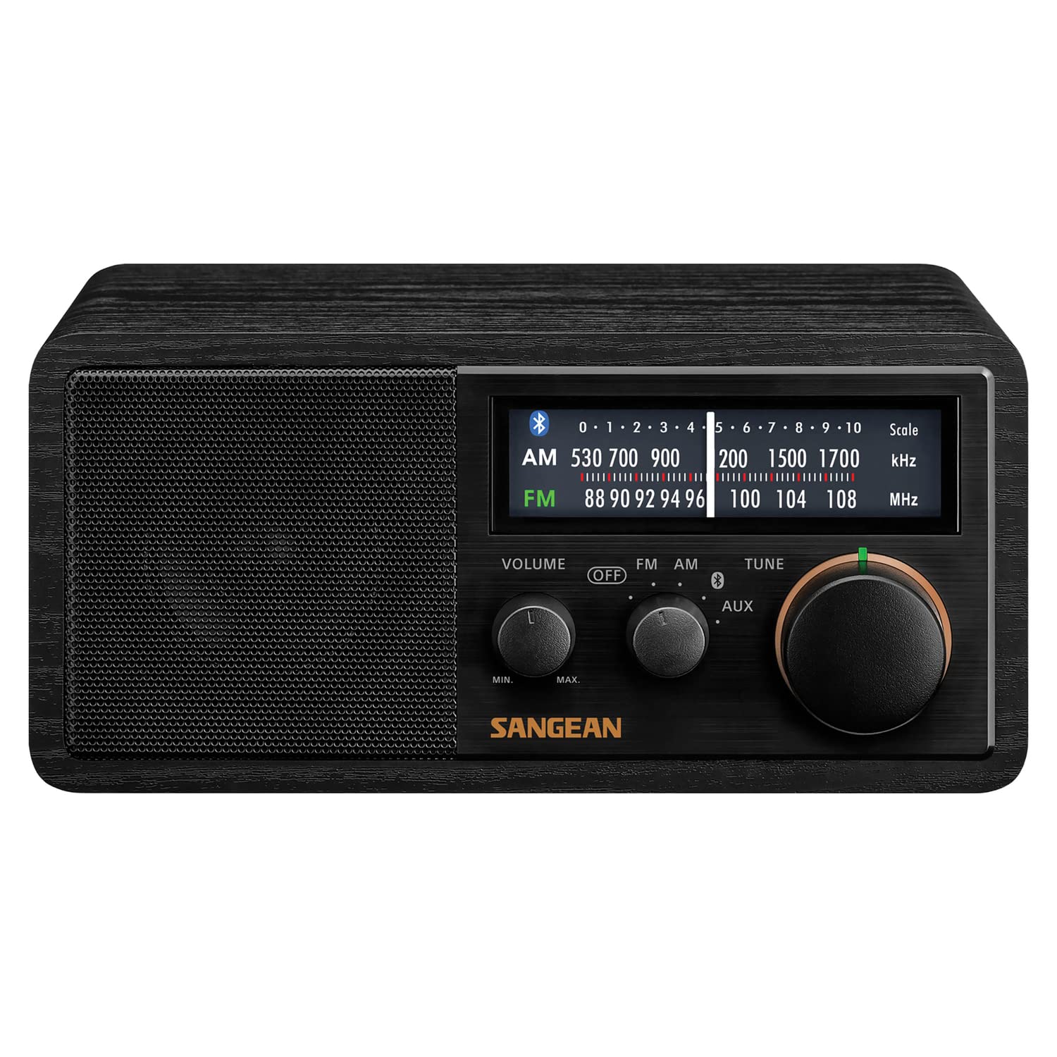 SANGEAN SG-118 AM/FM/Bluetooth Wooden Cabinet Radio with USB Phone Charging - Vintage Style Wireless Speaker for Home, Office & Outdoor Use