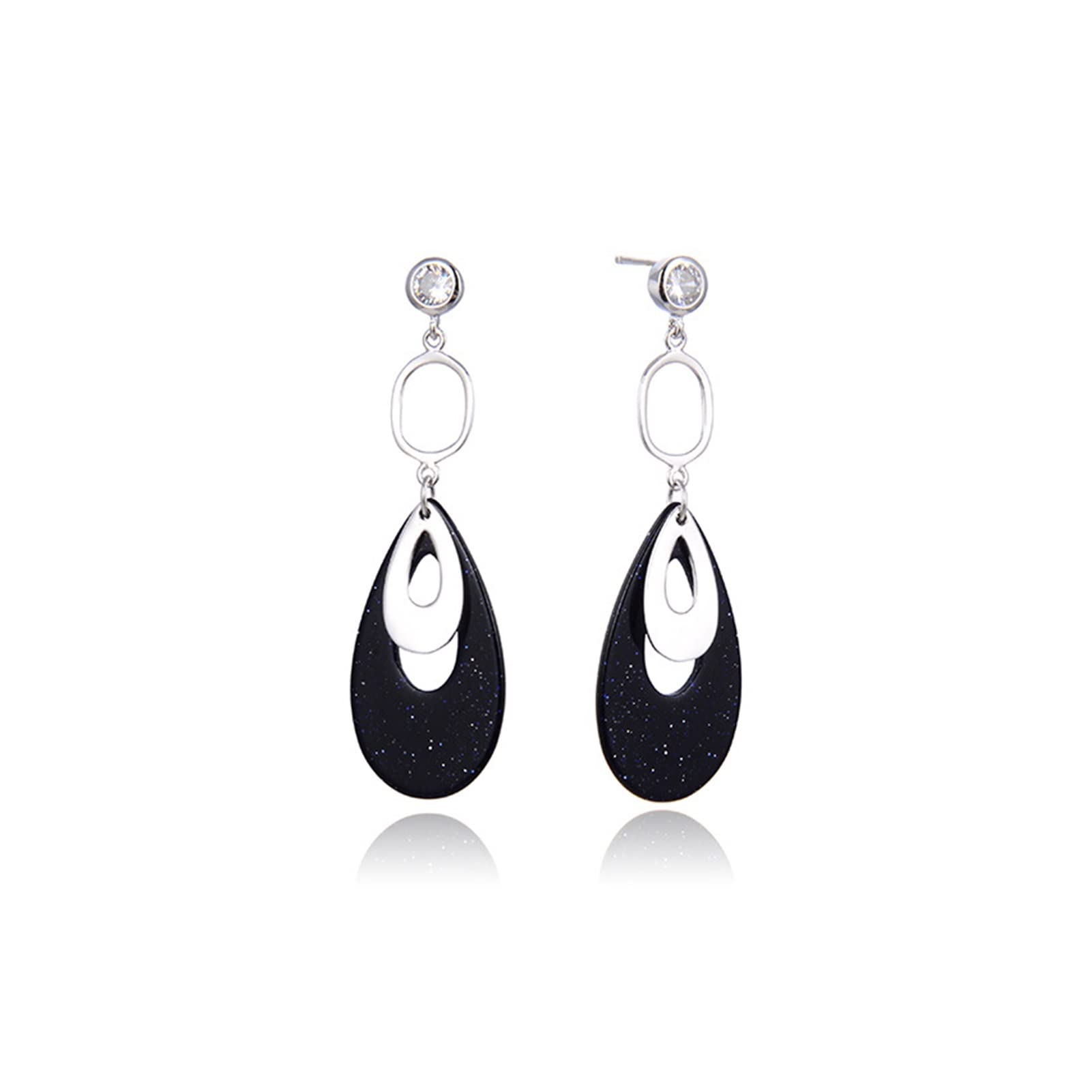 SLFDXDP S925 Sterling Silver Elegant Women's Drop Earrings with Purple Sandstone - Perfect Mother's Day Gift, Dangle Earrings for Wedding, Party & Special Occasions