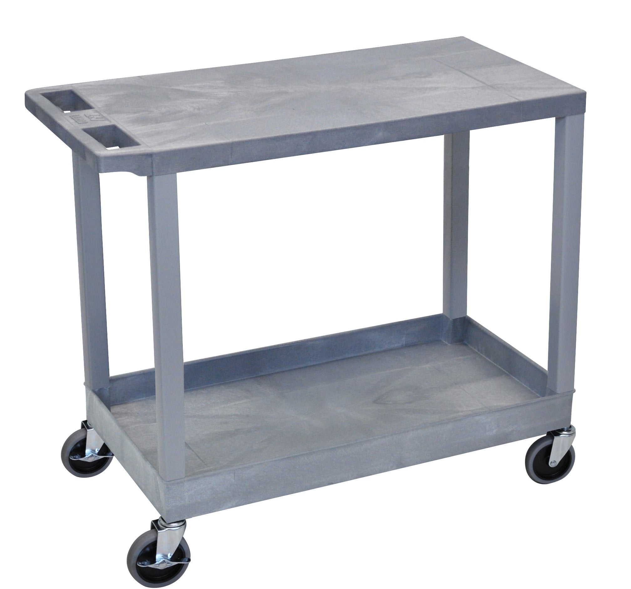 Luxor Gray EC21 18x32 Utility Cart with 1 Tub Shelf & 1 Flat Shelf - Perfect for Kitchen, Bathroom, Office, or Garage Storage and Organization