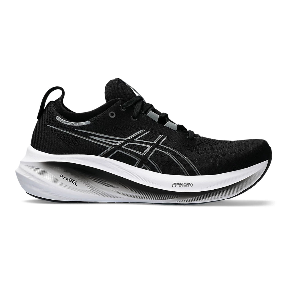 ASICS GEL-Nimbus 26 Running Shoes for Men - Black/Graphite Grey - Size 12.5 2E Wide - Cushioned Road Running & Marathon Training Shoes