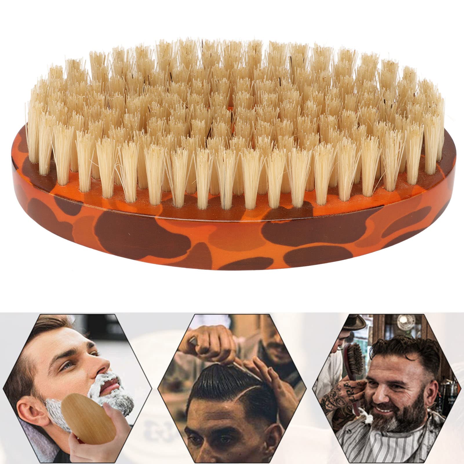 Men's Oval Beard Brush with Wooden Handle - Softening & Grooming for Home & Travel