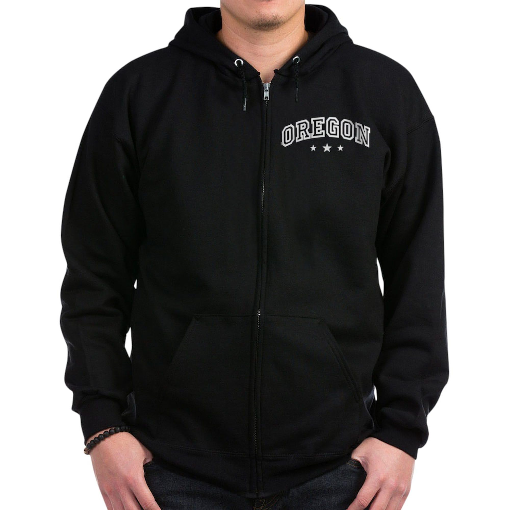 Oregon Zip Hoodie for Men - Dark Zip-Up Hooded Sweatshirt | Warm Fleece Lining | Casual Wear & Outdoor Activities