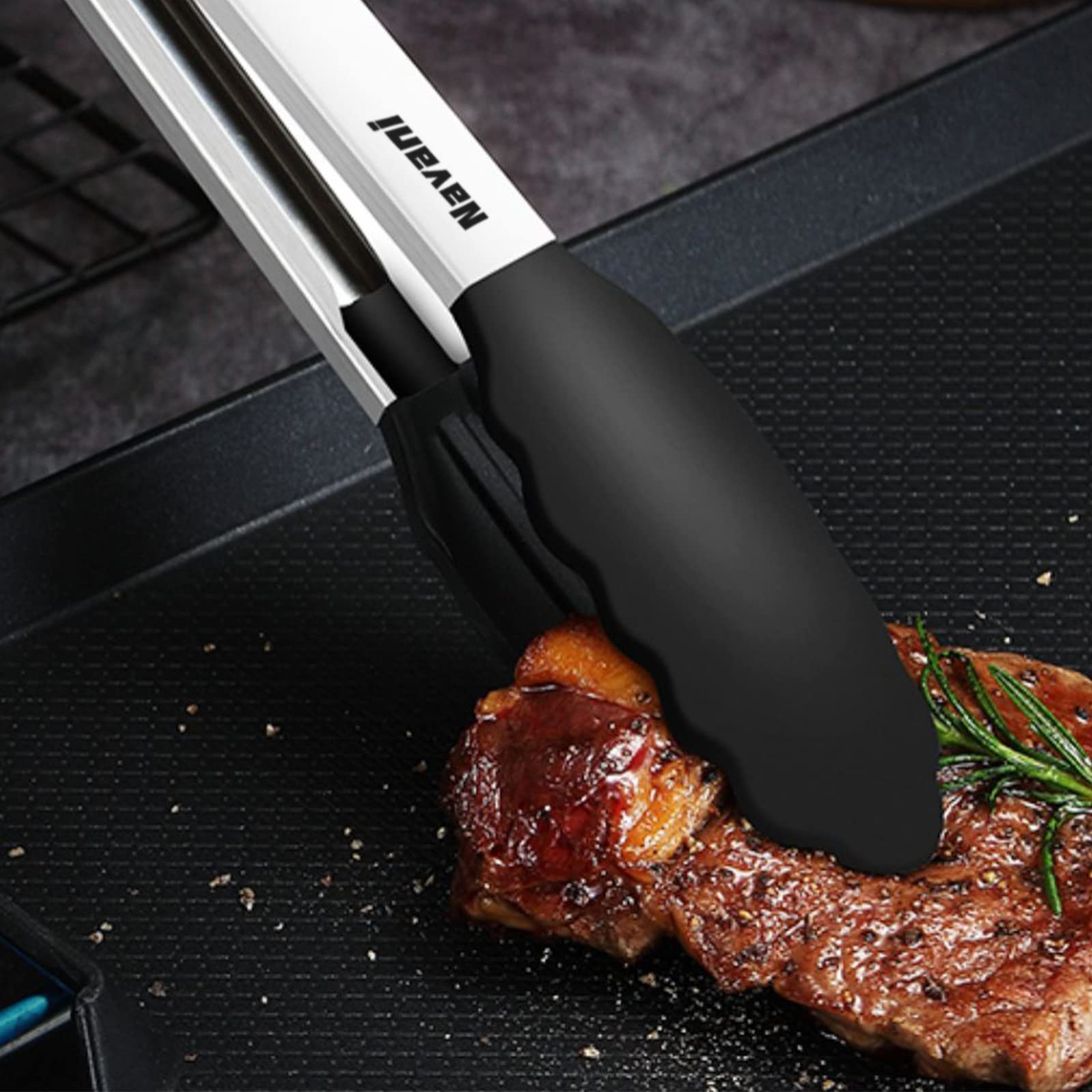 Navani 9-Inch Silicone Kitchen Tongs - Heat Resistant Non-Stick Cooking Tongs for Air Fryer, Salad, Pasta & BBQ | Perfect for Flipping, Serving & Grilling