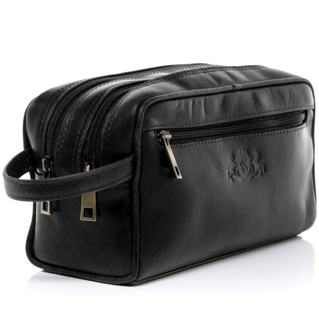 Leather Toiletry Bag for Travel & Gym - Unisex Wash Bag for Men & Women