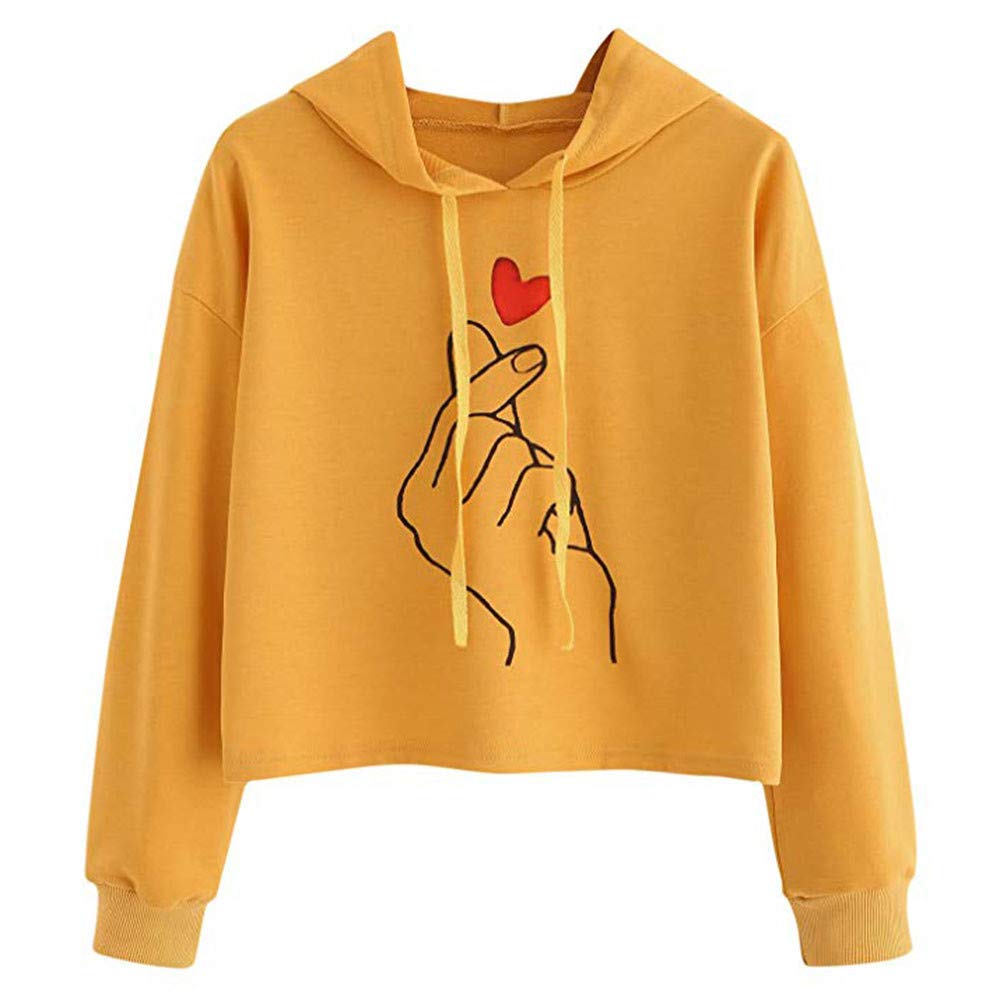 Women's Casual Long Sleeve Crop Top Hoodie Sweatshirt Pullover Blouse for Everyday Wear and Lounge