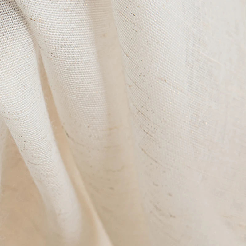 Everly Faux Linen Jacquard Custom Sheer Curtains for Living Room & Bedroom - Light Filtering Window Drapes with Elegant Embroidery Design