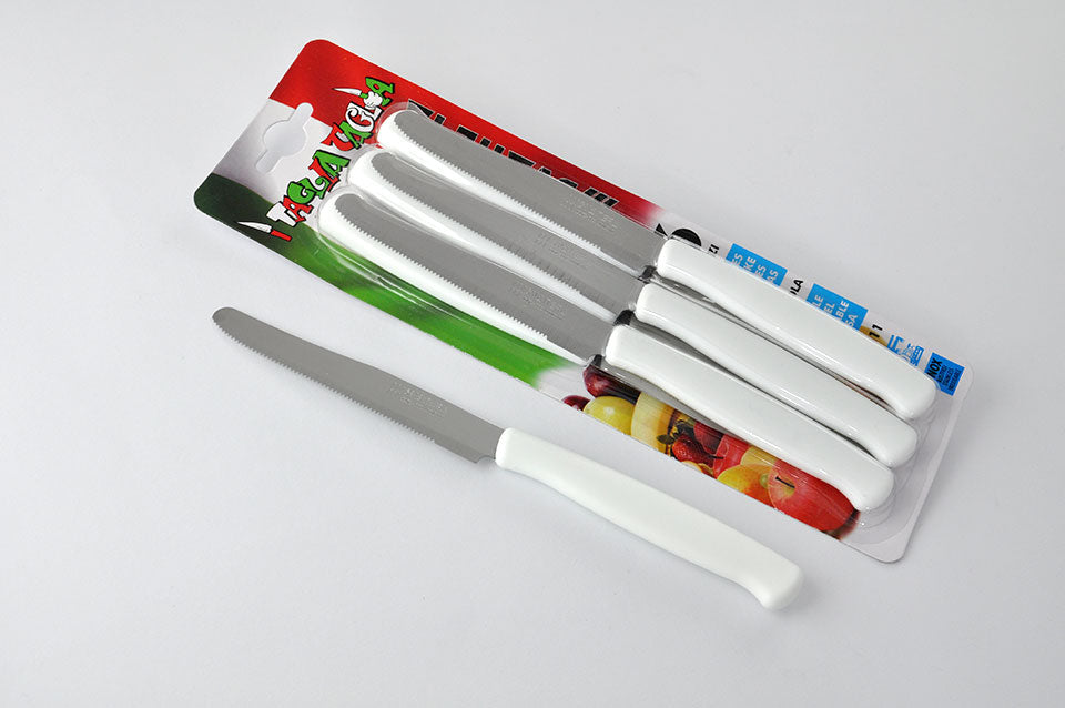 Premium 6-Piece Knife Set - Stainless Steel Kitchen Knives with White Handles - Perfect for Home Cooking, Slicing, Dicing & Food Prep