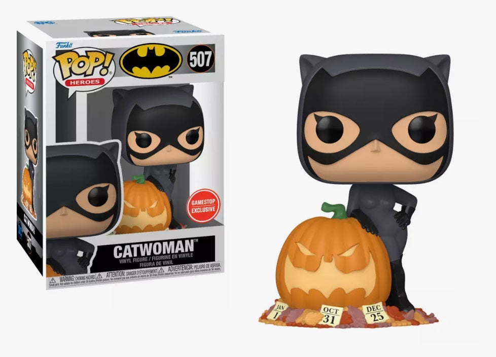 DC Comics Catwoman with Pumpkin Exclusive Pop! Vinyl Figure - Gamestop Limited Edition - Perfect for Halloween Decor & Collectors Display