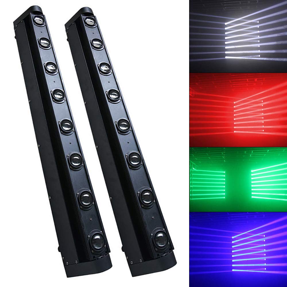 2 Pack RGBW LED Moving Head Stage Lights with DMX Control - 8 Strobe Beam Disco Party DJ Lights for Music Festivals, Concerts, Bars, Clubs & KTV | Perfect for Stage Performances, Nightlife Events & Professional Lighting Shows