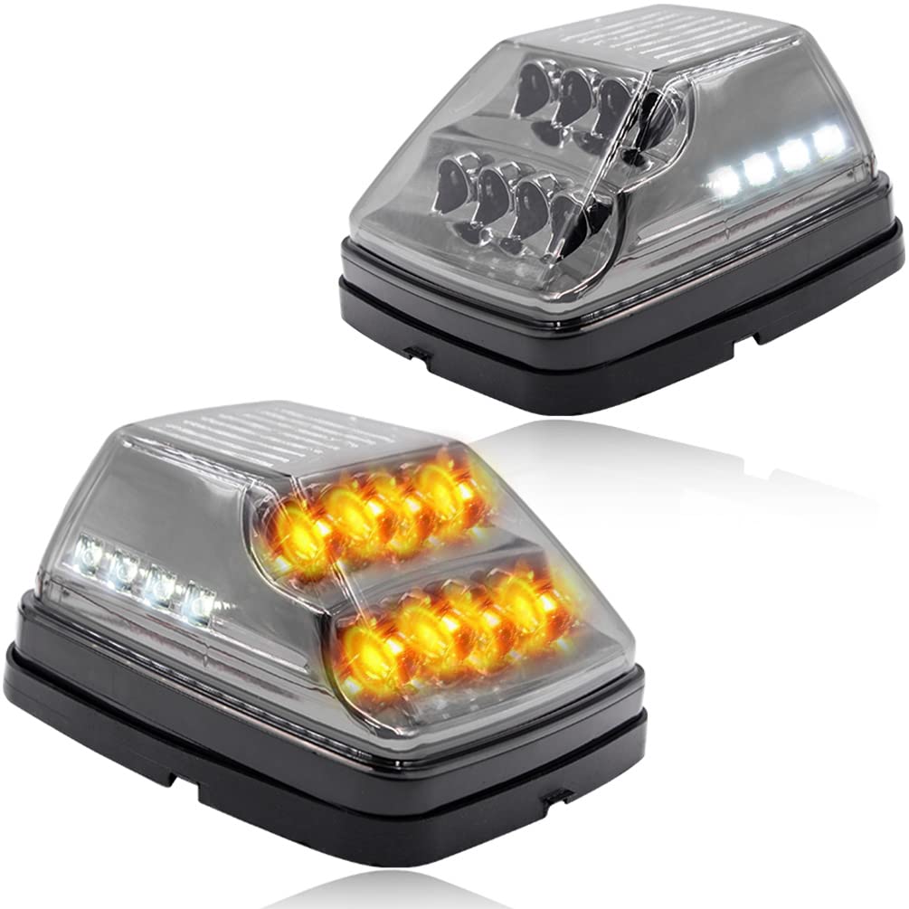 Smoked Lens Front Corner Turn Signal Lamps for 1990-2018 Mercedes Benz AMG W463 G-Class (G500 G550 G600 G55 G63) - Amber LED Side Marker & White LED Position Lights - Perfect for Off-Roading & Night Driving