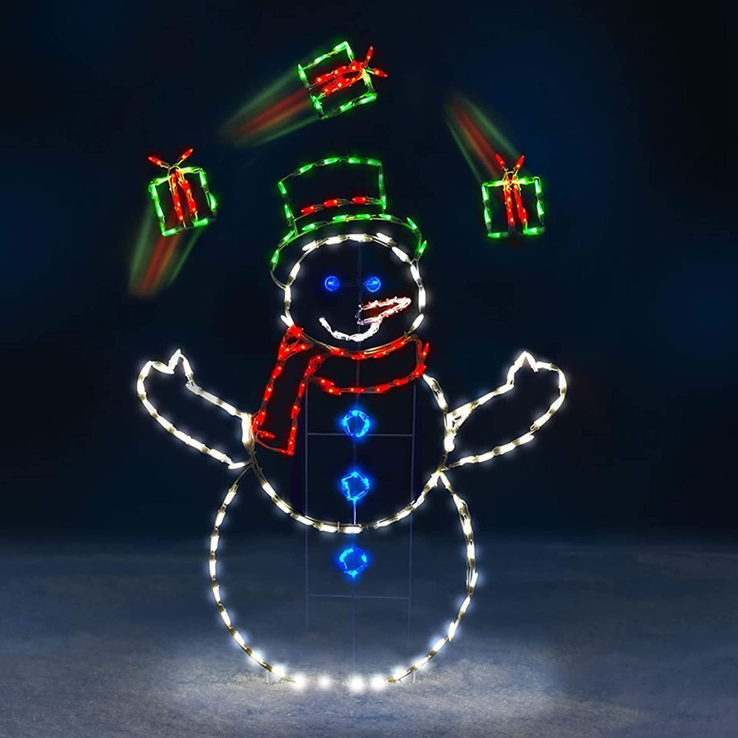 60 Juggling Snowman Animotion Outdoor LED Yard Decoration - Christmas Holiday Light Up Lawn Decor for Garden, Patio, and Front Yard