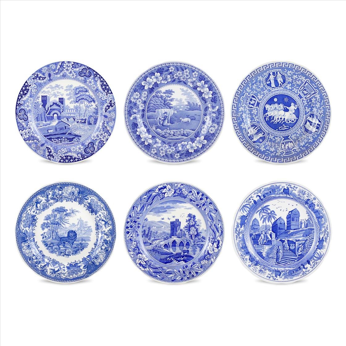 Spode Blue Room Collection Dinner Plates - Set of 6 Fine Earthenware Plates (10.5-Inch) for Salad, Pasta & Appetizers | Microwave & Dishwasher Safe | Made in England | Perfect for Formal Dining, Holiday Entertaining & Everyday Use
