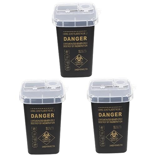 Healifty 3-Piece Plastic Sharps Container Set - Durable ABS Blade Storage Box for Salon, Barber & Tattoo Shops - Safe Needle Disposal Bin for Razors, Scalpels & Medical Waste - Portable & Compact Design for Home, Clinic & Travel Use