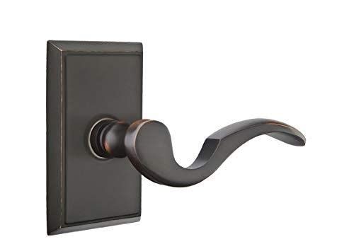 Emtek Privacy Set - Rectangular Rosette & Cortina Lever (Left Hand, Oil Rubbed Bronze) for Bedroom & Bathroom Door Hardware