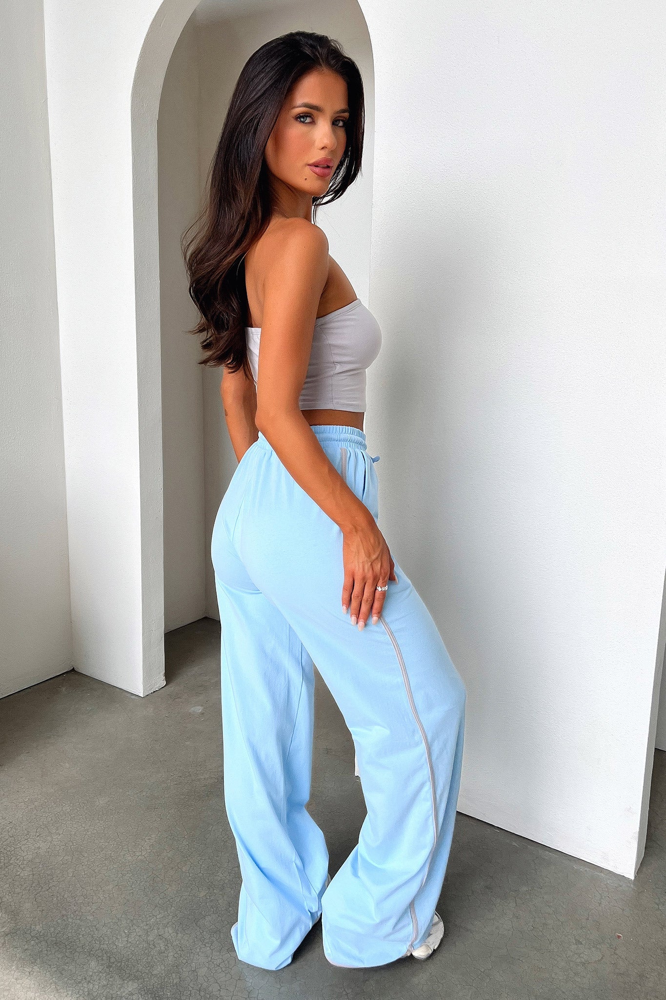 Beckham Bandeau Top - Grey | Women's Fashion Stretch Crop Top | Perfect for Summer, Beach, Yoga & Casual Wear