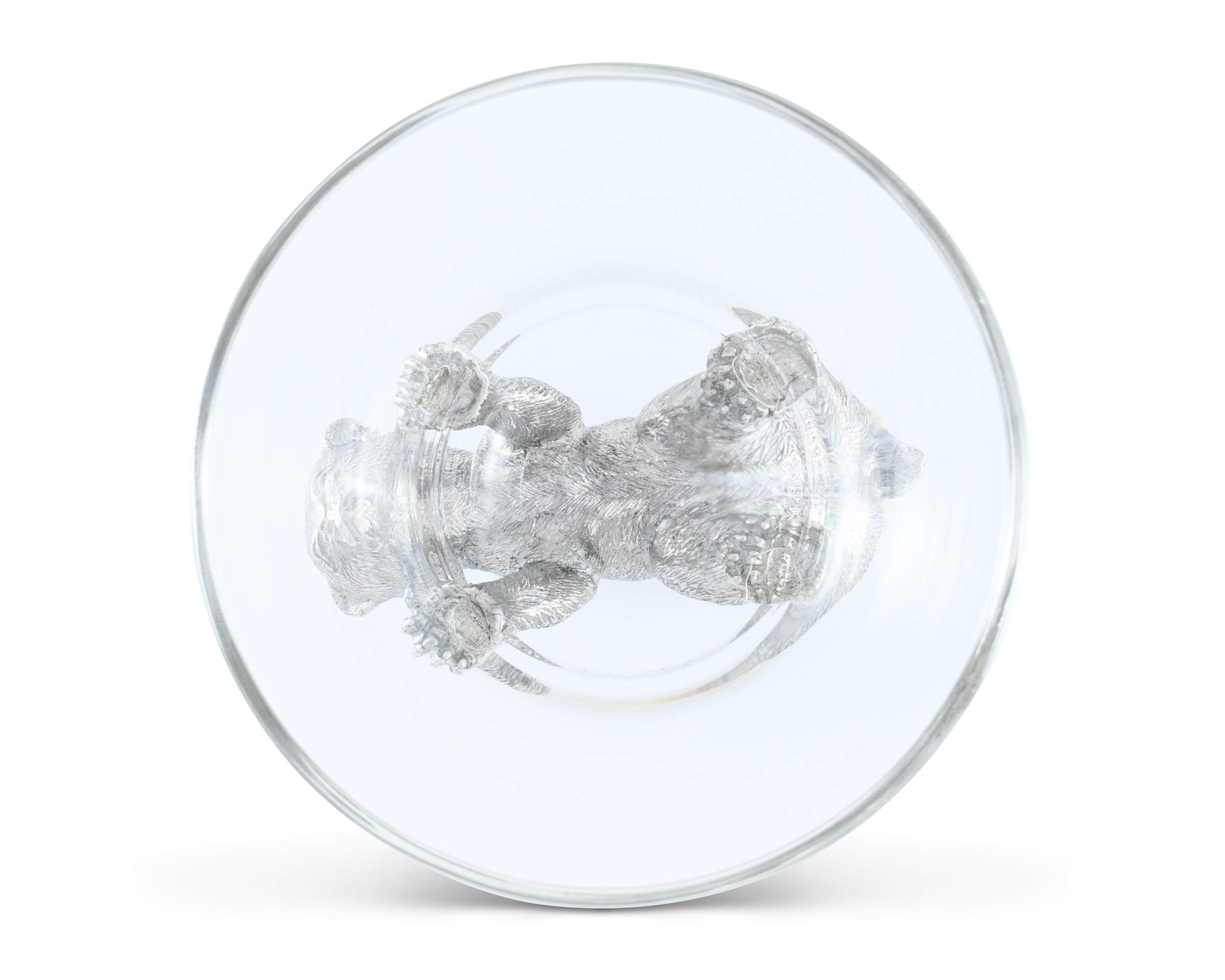 Vagabond House 6-Inch Glass Serving Bowl with Solid Pewter Bear Base - Perfect for Dips, Nuts, Sauces & Condiments | Elegant Tableware for Parties, Entertaining & Home Decor