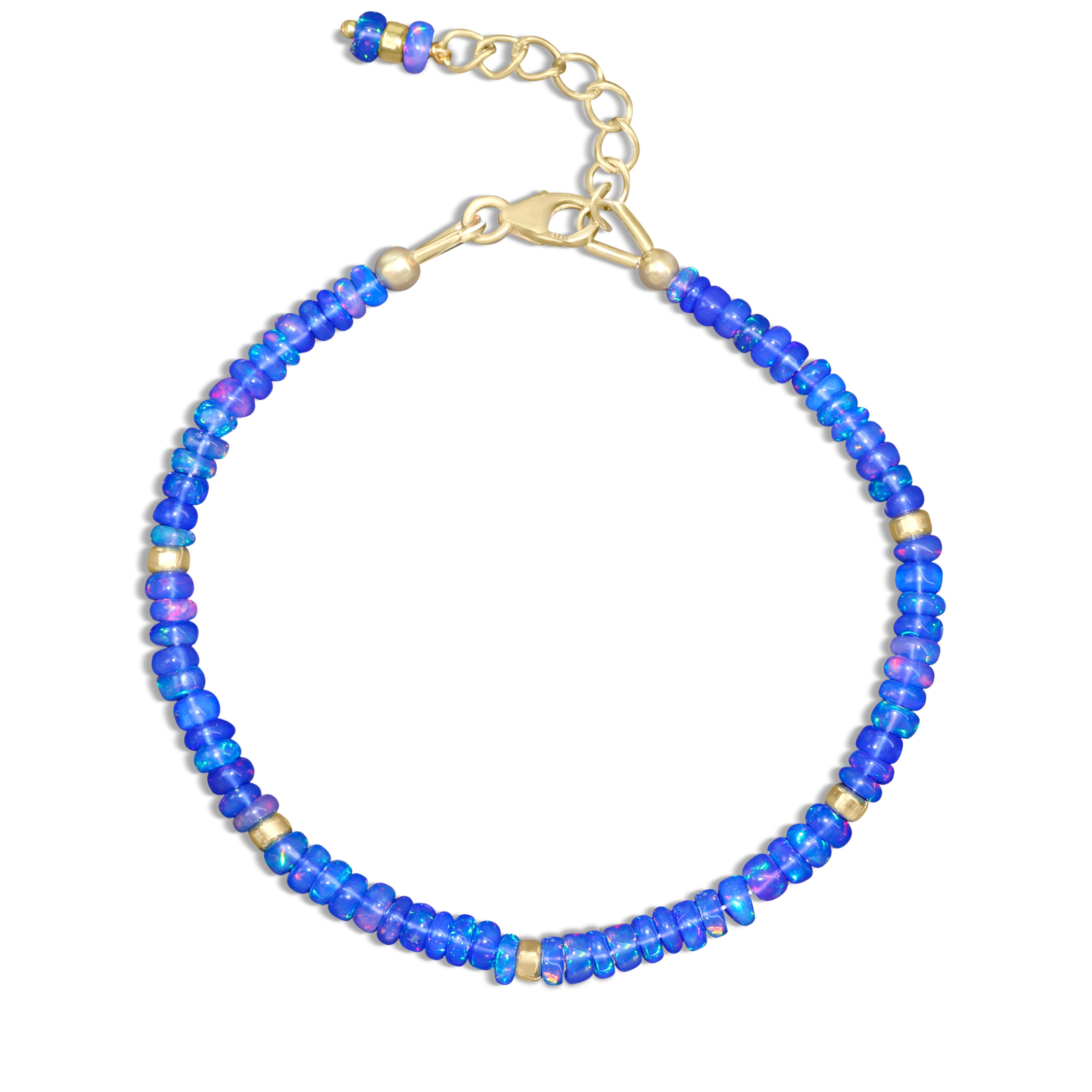 Blue Opal Beads with 925 Sterling Silver Bracelet - Elegant Handmade Jewelry for Women, Gift for Her, Birthday & Anniversary Present - Perfect for Boho Style & Special Occasions