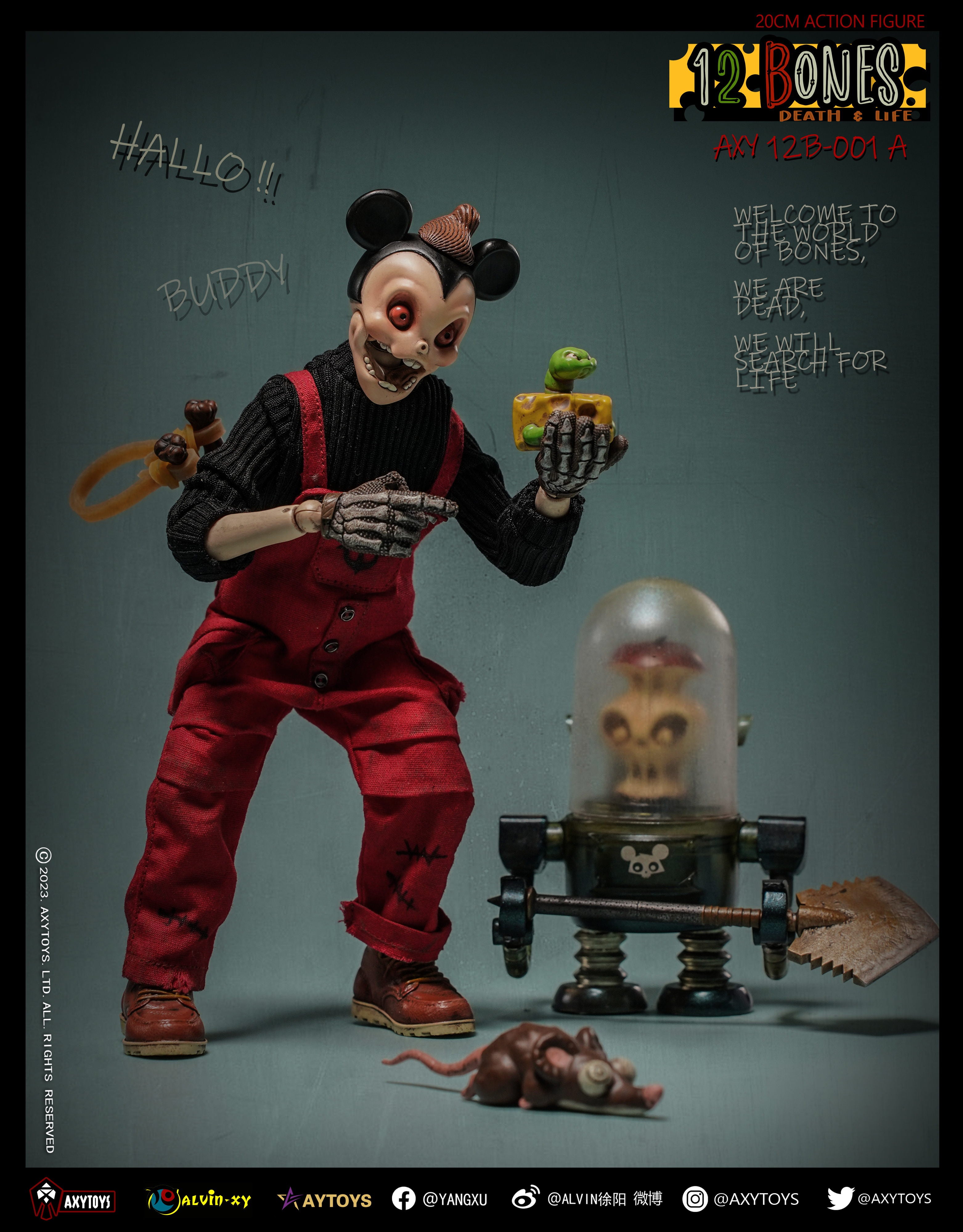 AxyToys 1/12 Scale 20CM Action Figure - 12 Bones Stories Mice & Cowboy Collectible Toy for Display & Role Play | Perfect for Collectors, Gift Giving & Diorama Scenes