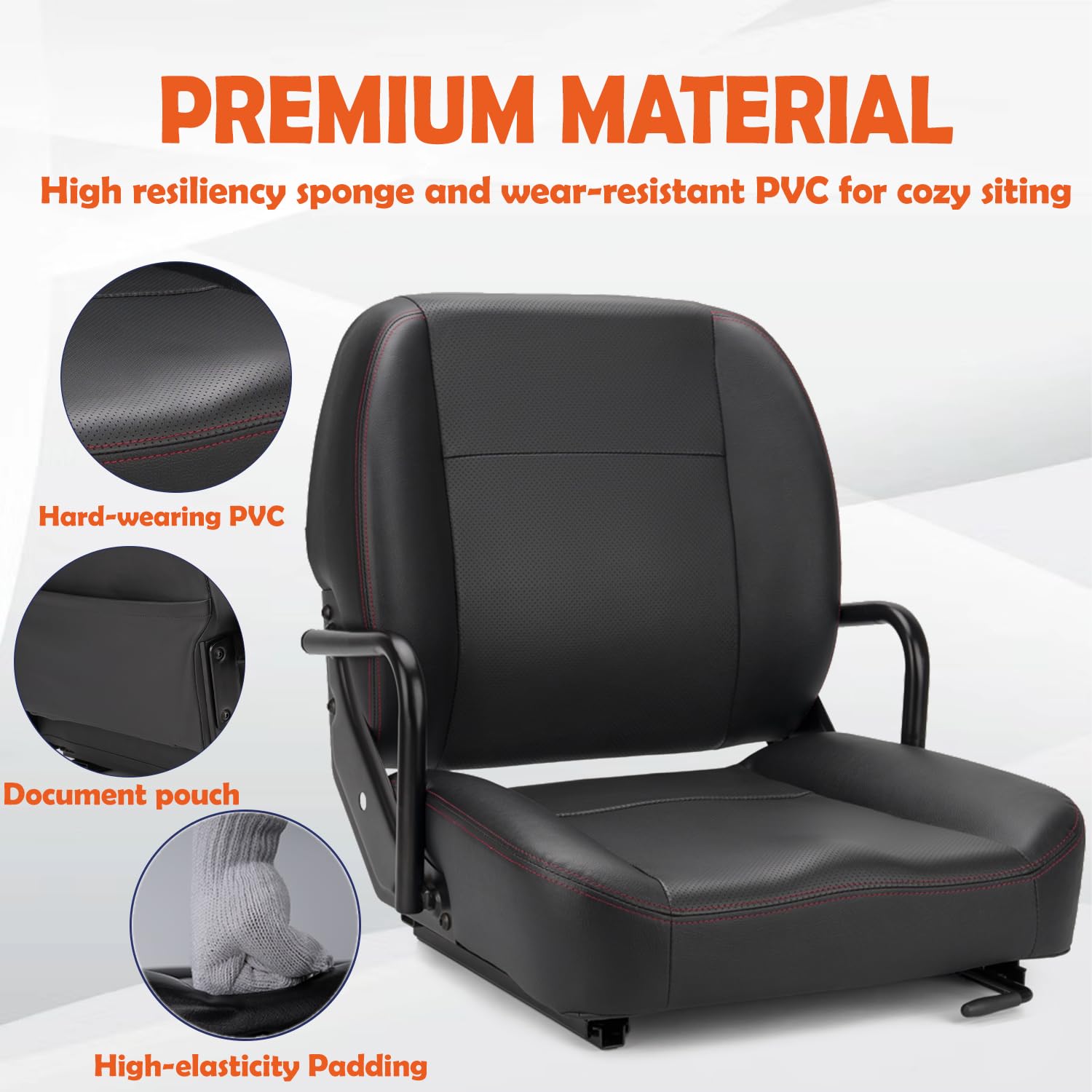 Heavy Duty Universal Forklift Seat with Hip Restraint & Micro Switch - Compatible with Tractors, Mowers, Skid Loaders, Telehandlers, Backhoes, Excavators & Dozers - Ergonomic Design for Enhanced Comfort & Safety During Long Work Shifts