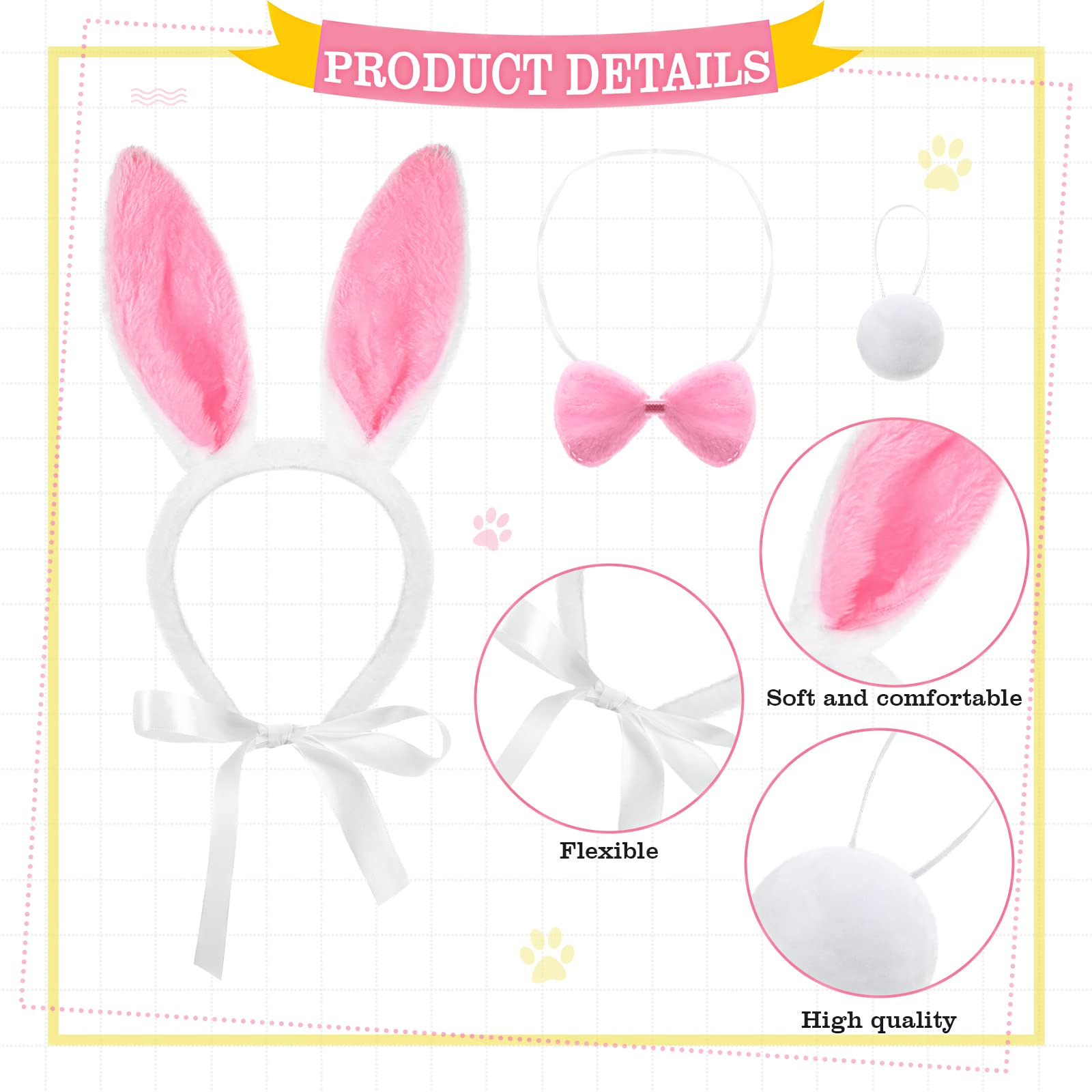 10-Piece Dog Bunny Costume Set with Ears, Tail, Bowtie & Tutu - Fillable Plastic Easter Eggs - Handmade Easter Dog Outfit for Easter Hunt Party, Pet Photo Shoots & Holiday Celebrations