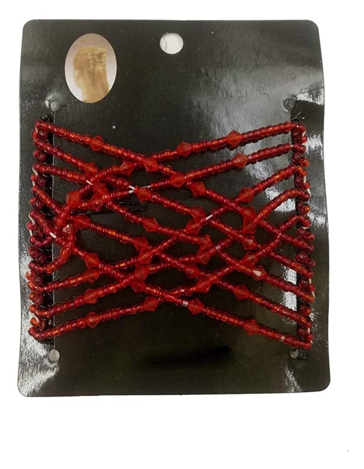 Vintage Flapper Headpiece Beaded Stretchy Hair Comb Set - Double Magic Slide Metal Hair Clip for Women | Hair Accessories & Headbands (Red, One Size) | Perfect for 1920s Themed Parties, Costumes & Retro Hairstyles