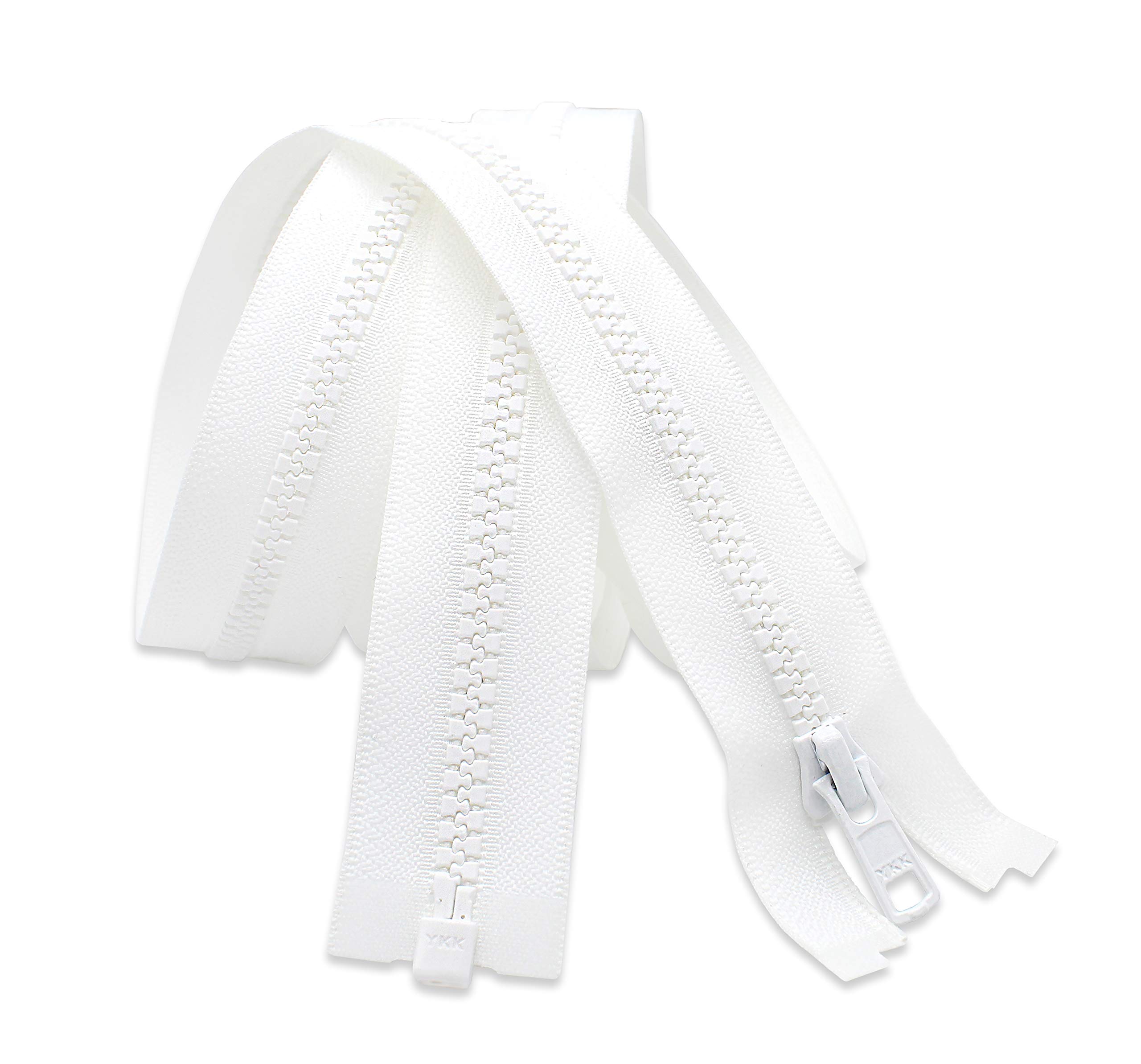 YKK #5 Medium Weight Molded Plastic Teeth Sport Zipper - 32 Inch White Separating Bottom for Ski Jackets, Snowboard Pants & Outdoor Gear