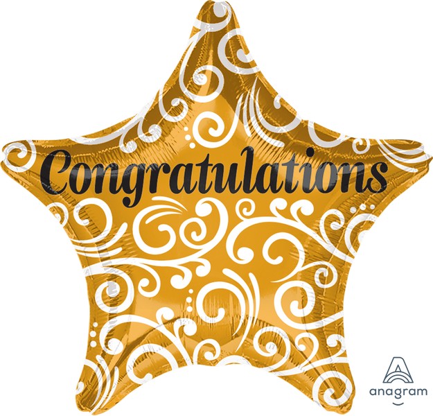 45cm XL Congratulations Star Balloon - Elegant Party Decor for Graduation, Birthday & Special Events