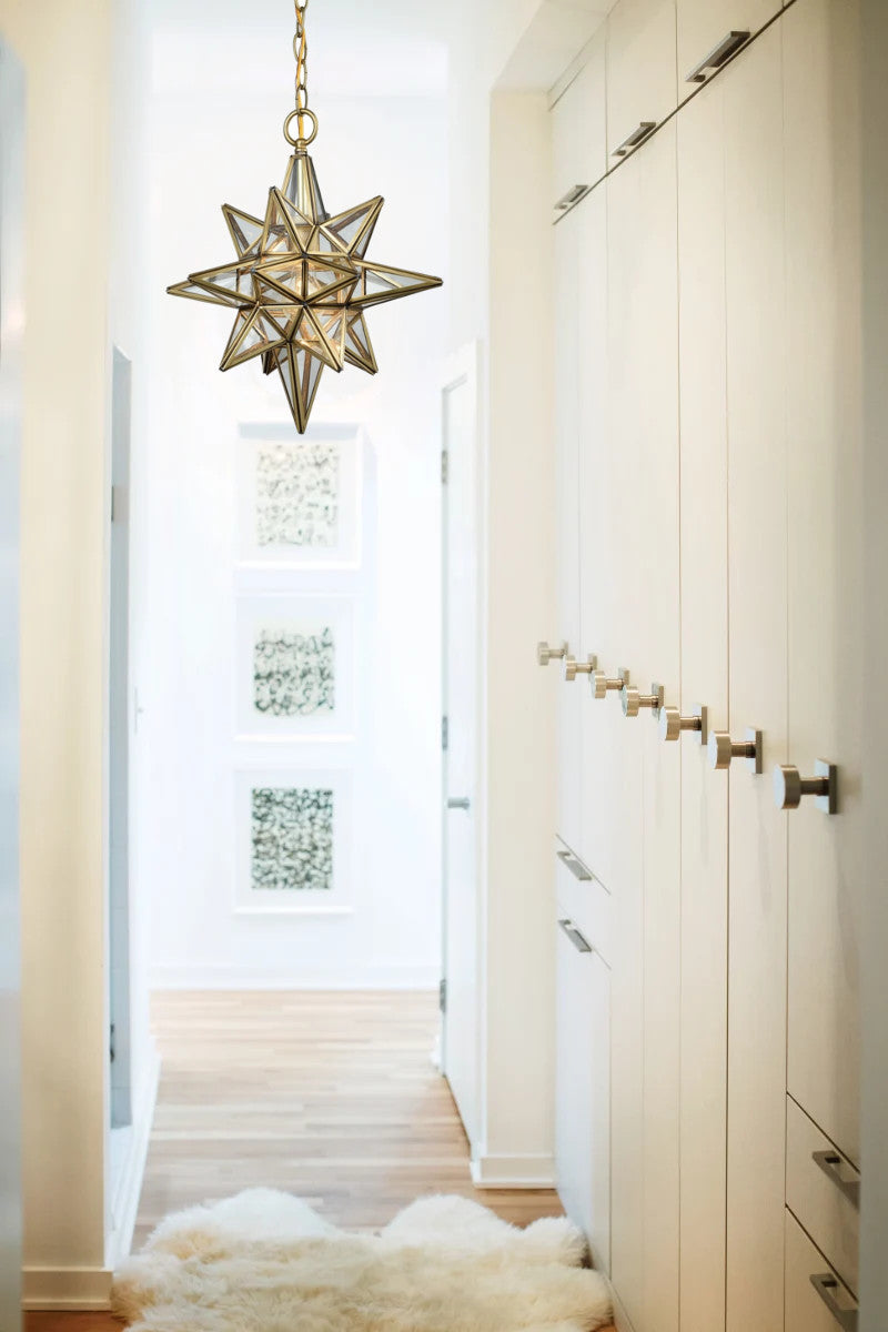12W LED Pendant Light Fixture - Brushed Brass Finish - Modern Hanging Light for Kitchen Island, Dining Room, or Bedroom Decor