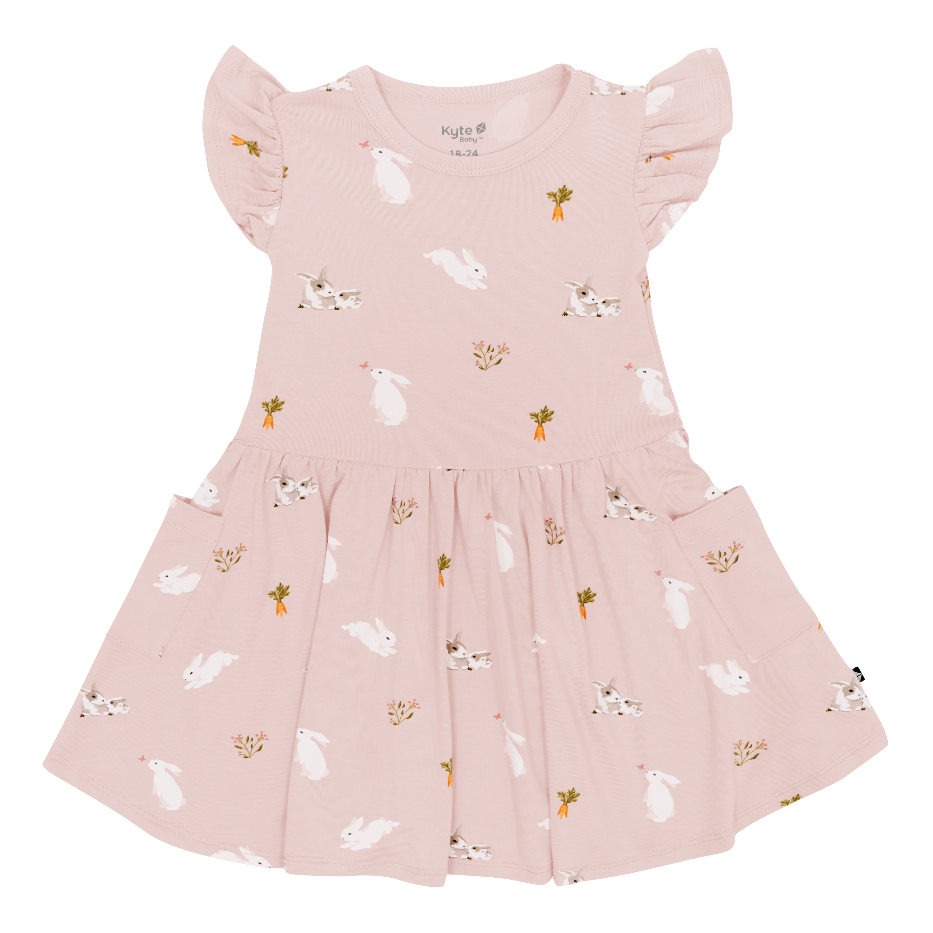 Elegant Blush Pink Pocket Dress for Women - Soft Rabbit Print Casual Wear - Perfect for Brunch, Date Nights & Spring Outfits