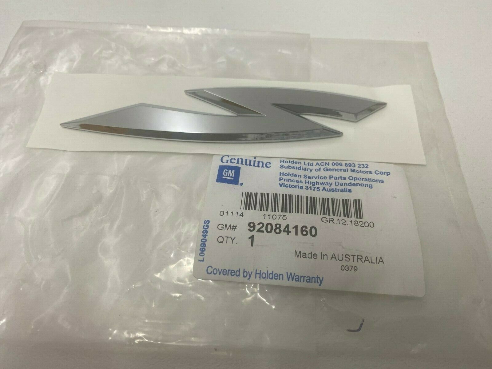 Holden Genuine VY VZ Ute & Crewman S Badge Emblem - Authentic Replacement Part for Holden Vehicles | Perfect for Car Restoration & Customization Projects
