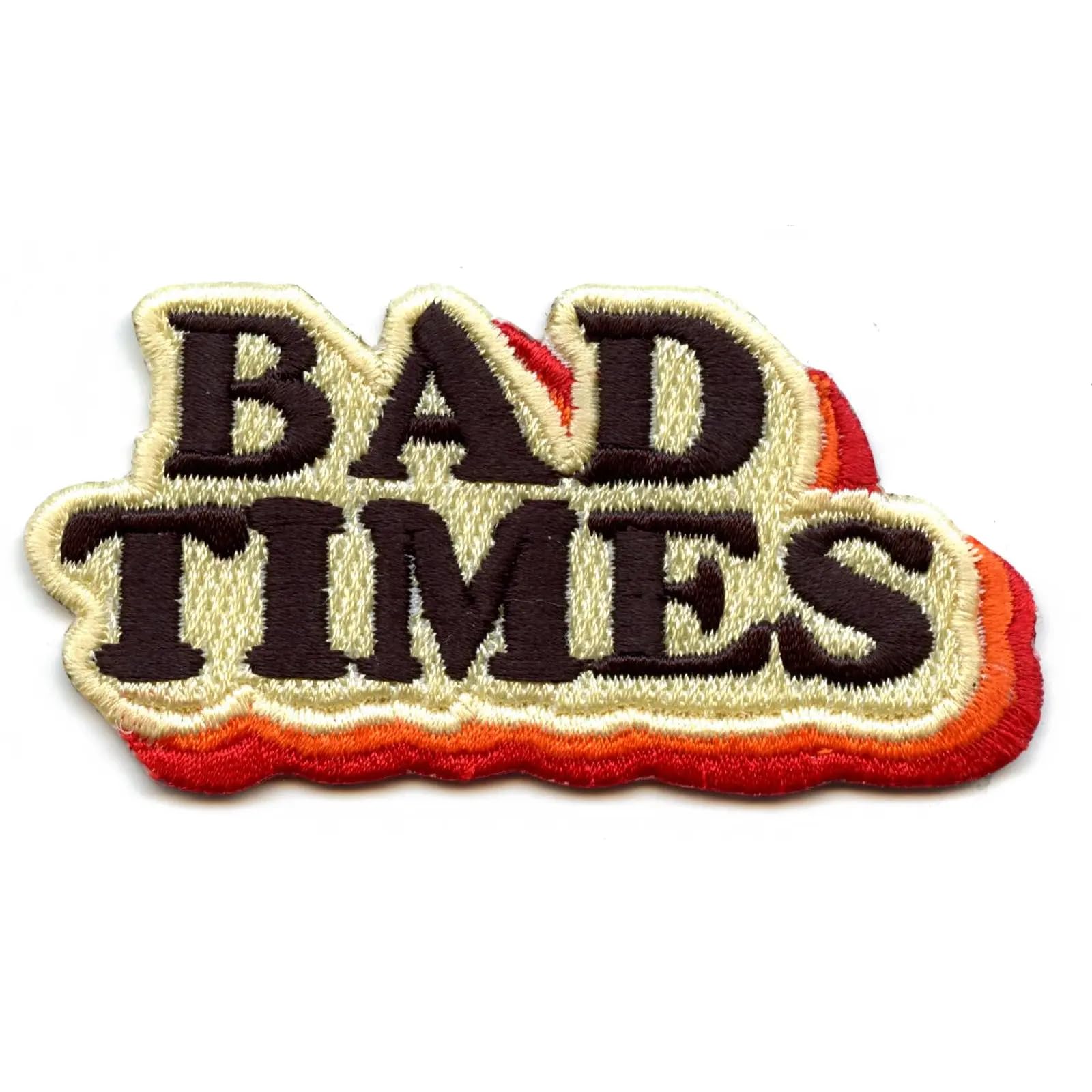 Vintage Retro Bad Times Movie Script Embroidered Iron-On Patch - Perfect for DIY Jackets, Backpacks & Denim Customization