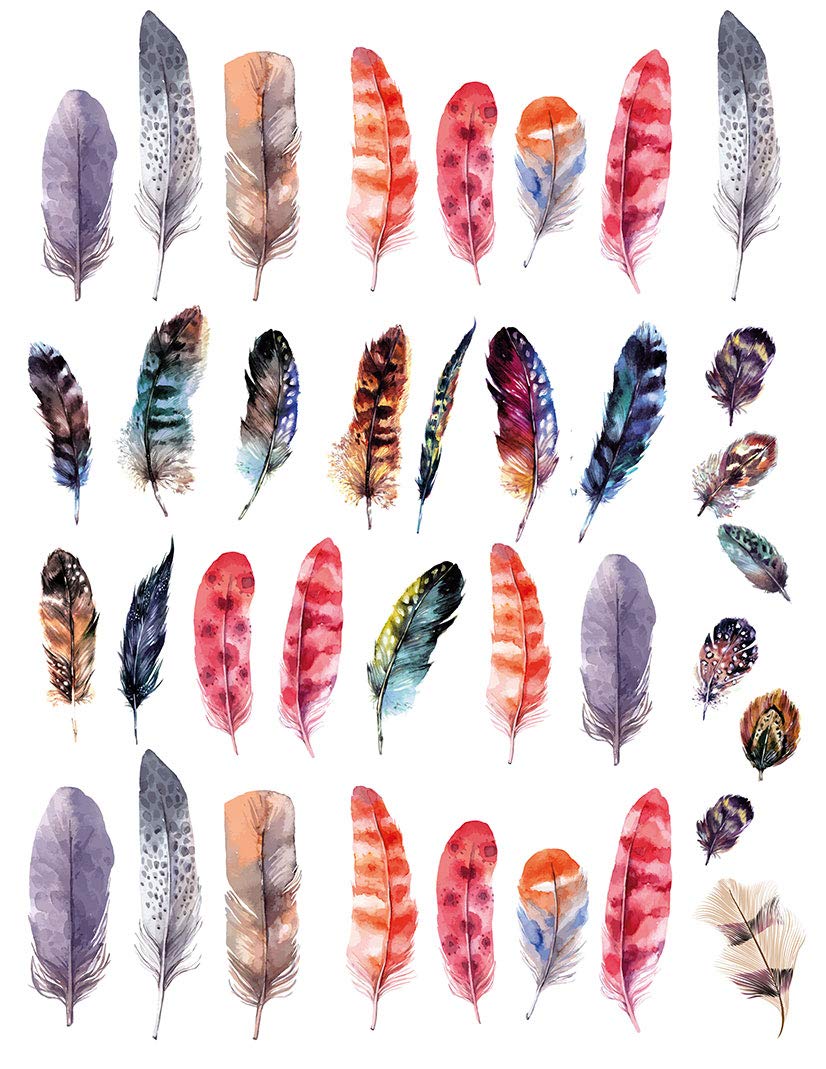 Premium Ceramic Decals for Overglaze & Enamel - Feather Design - DIY Pottery & Glass Decorating Supplies - Perfect for Handmade Mugs, Plates & Art Projects