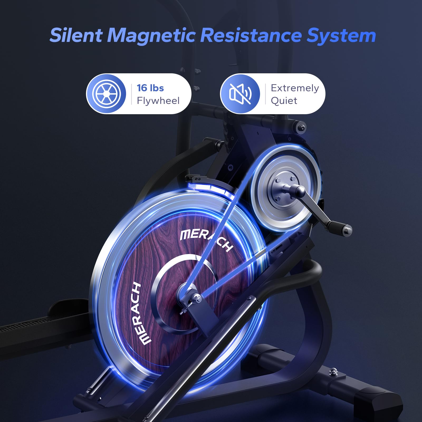MERACH 3-in-1 Elliptical Machine for Home - Magnetic Resistance Cardio Climber with 16 Levels, Stepping Trainer & MERACH App Connectivity | Compact Exercise Equipment for Small Spaces | Perfect for Home Gym, Apartment Workouts & Full-Body Training