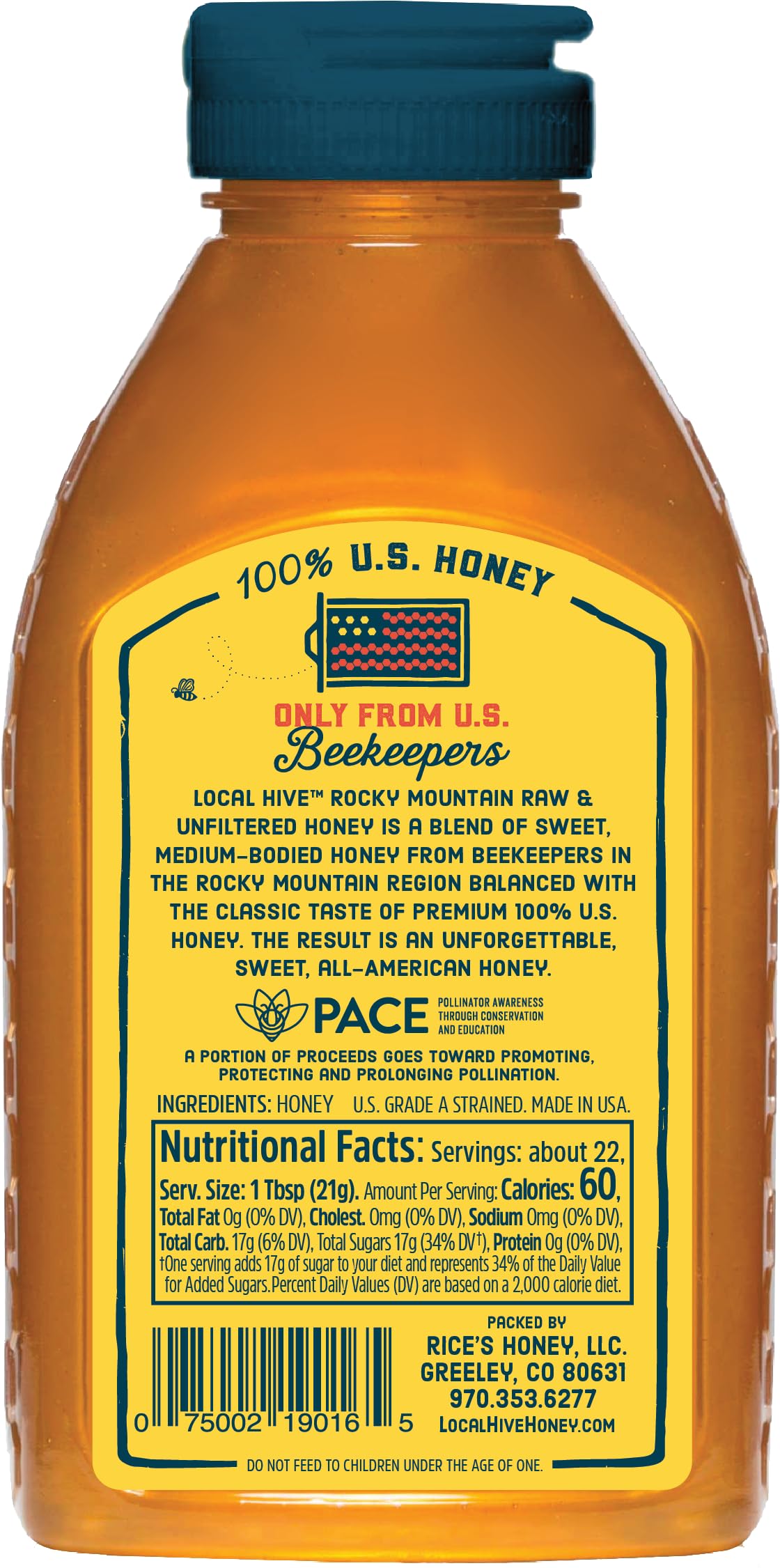 Rocky Mountain Raw Honey 16oz – 100% Pure US Honey for Tea, Baking & Cooking