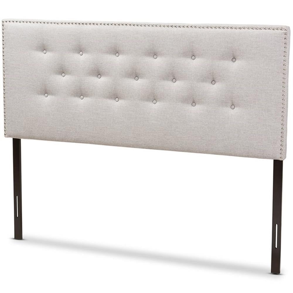 Baxton Studio Windsor Tufted King Size Upholstered Headboard in Grayish Beige - Luxurious Bedroom Upgrade for Master Suite or Guest Room