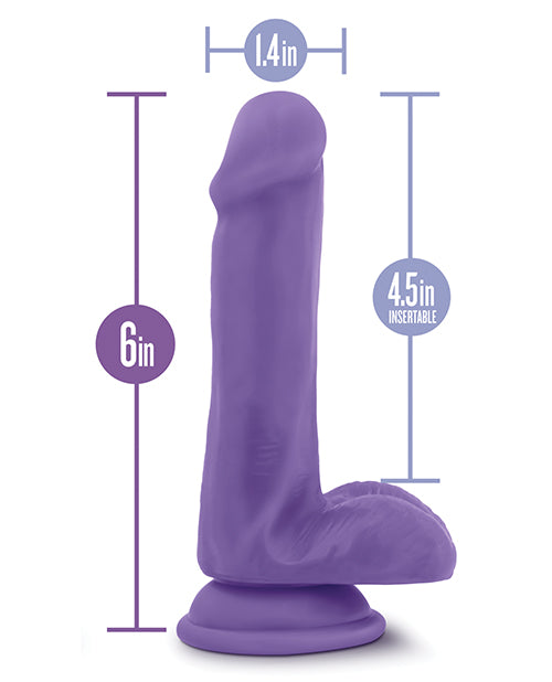 Au Naturel Bold Delight 6 Inch Purple Suction Cup Dildo - Premium Silicone Adult Toy for Solo Play & Couples Use in Bedroom
