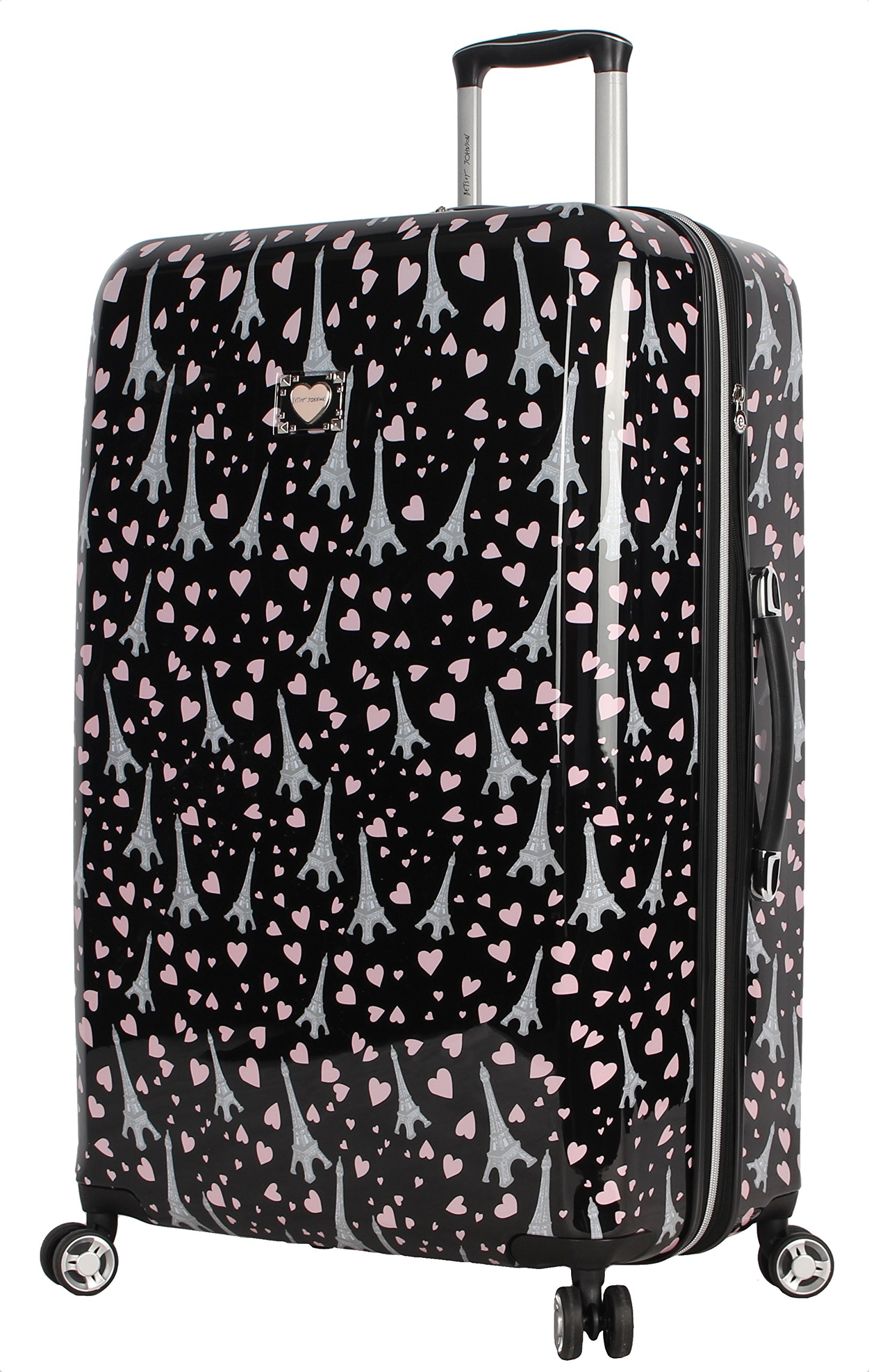 Betsey Johnson 30 Inch Expandable Hardside Luggage - Lightweight ABS+PC Checked Suitcase with 8 Spinner Wheels & Scratch Resistant Design | Perfect for Air Travel, Business Trips & Vacation Getaways