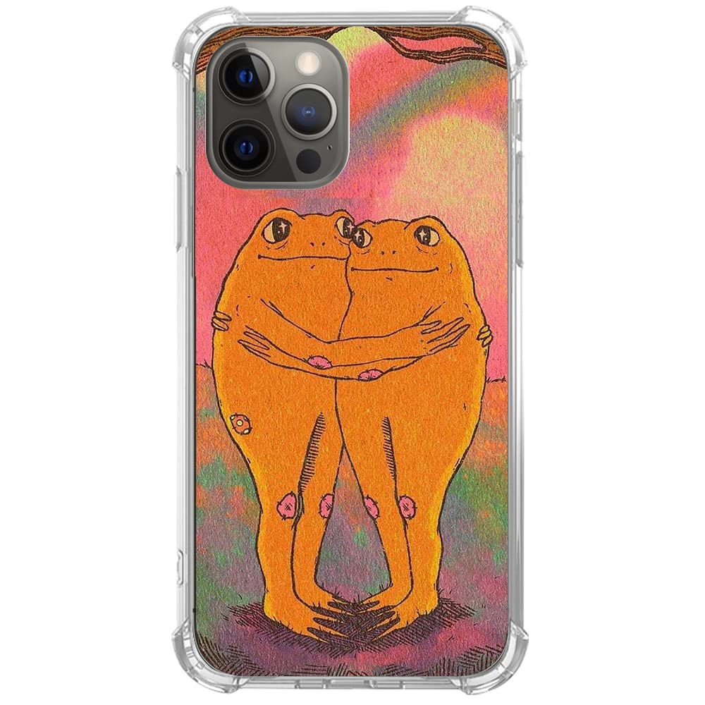 **Vintage Frog Phone Case for iPhone 13 Pro Max - Cute Frog Hug Design, Soft TPU Bumper Cover for Men & Women - Perfect for Daily Use, Outdoor Adventures & Gift Giving**